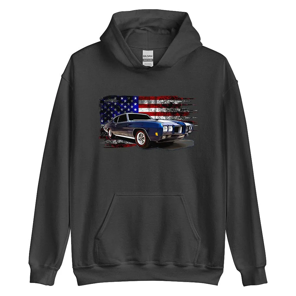 1970 GTO Hoodie Sweatshirt With American Flag