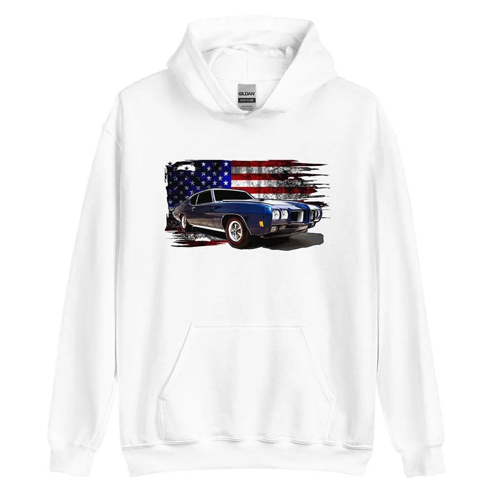 1970 GTO Hoodie Sweatshirt With American Flag