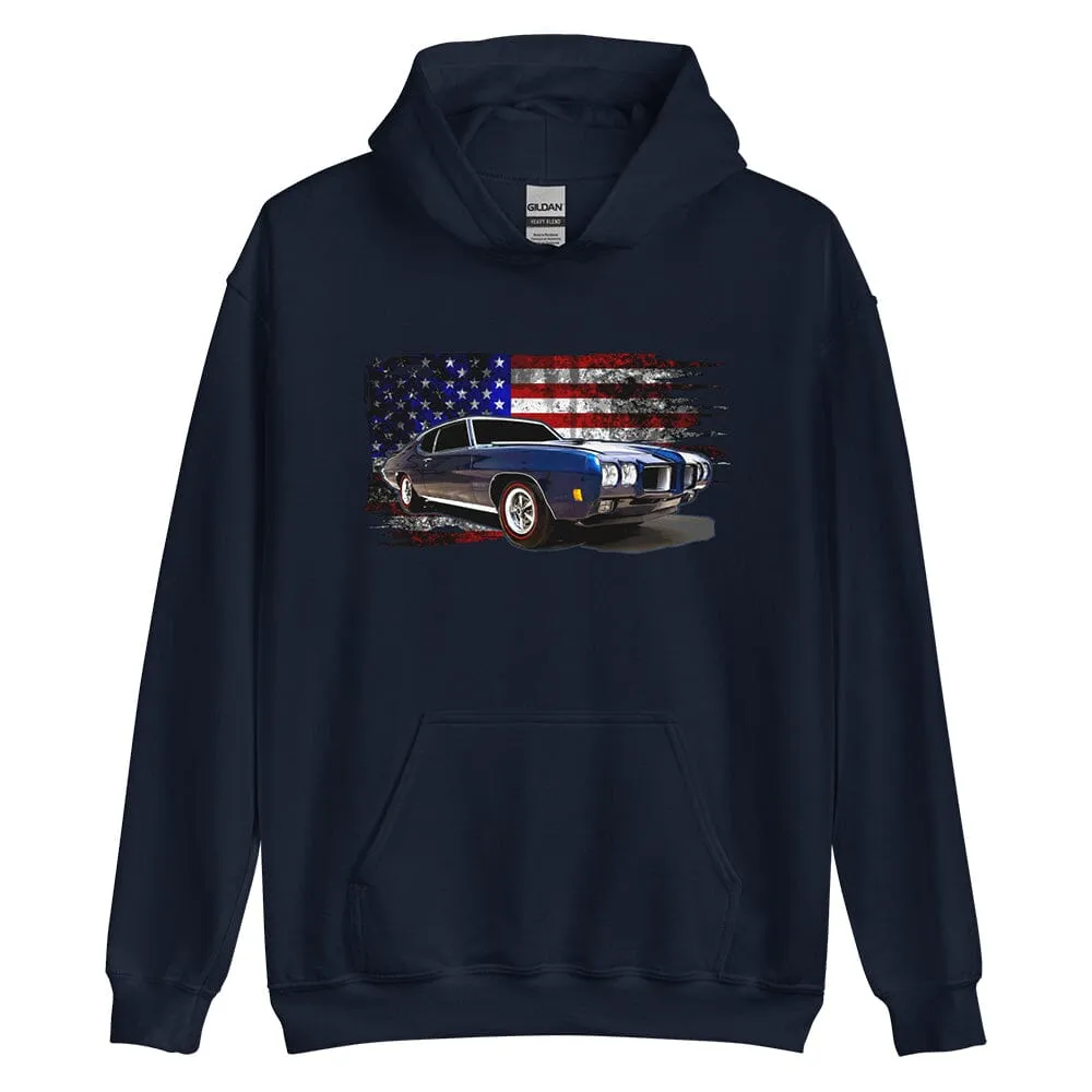 1970 GTO Hoodie Sweatshirt With American Flag