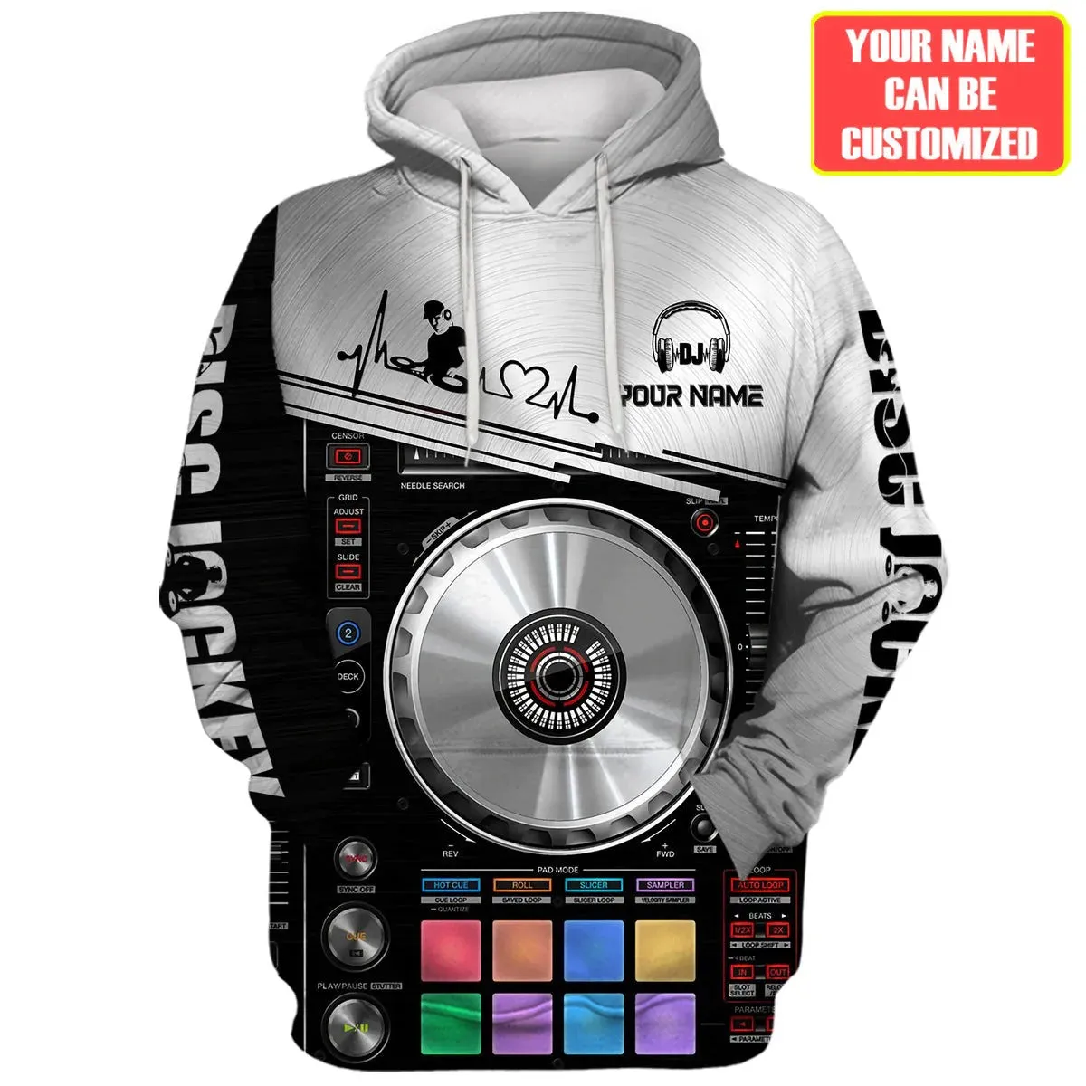 3D All Over DJ Player Hoodie, Women DJ Zip Hoodie, Men Disc Jockey Sweatshirt, DJ Clothing For EDM Party