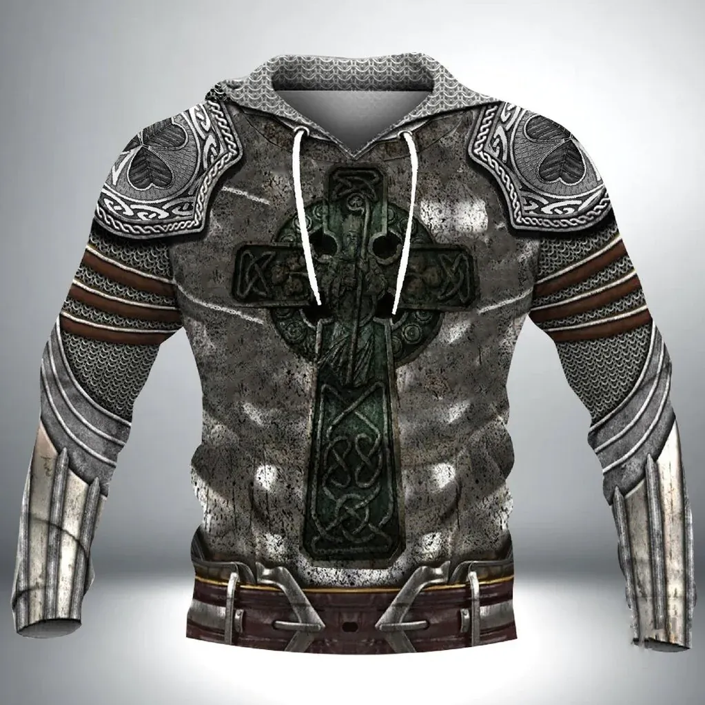 3D All Over Print Celtic Cross Irish Armor Knight Warrior Shirt, Gift for Irish Man in St Patrick's Day