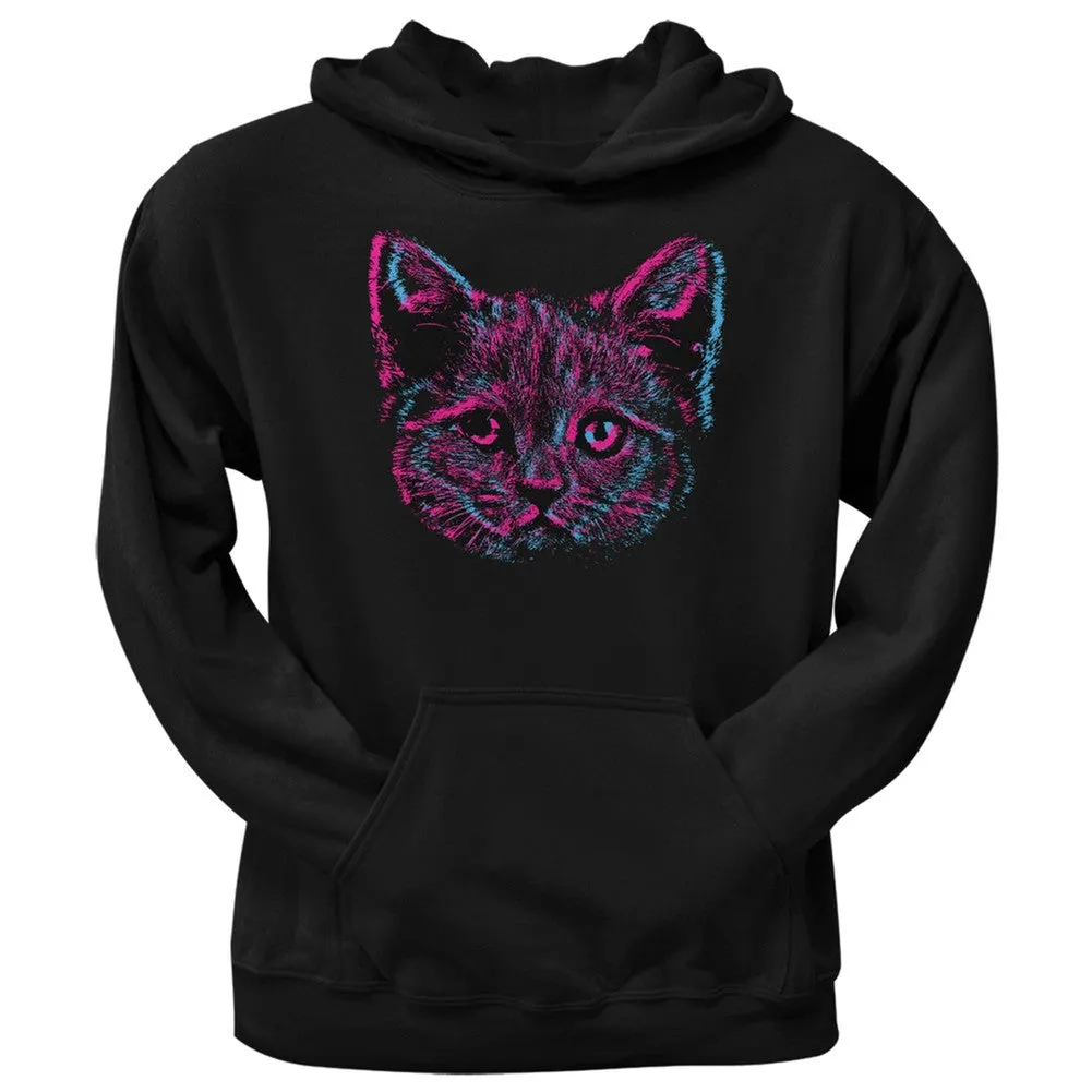 3D Cat Face Black Adult Crew Neck Sweatshirt