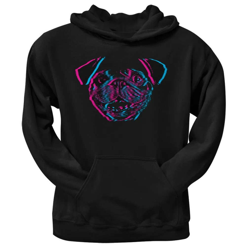 3D Pug Face Black Adult Crew Neck Sweatshirt