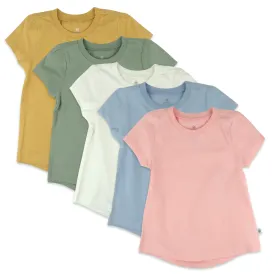 5-Pack Organic Cotton Girls' Short Sleeve T-Shirts