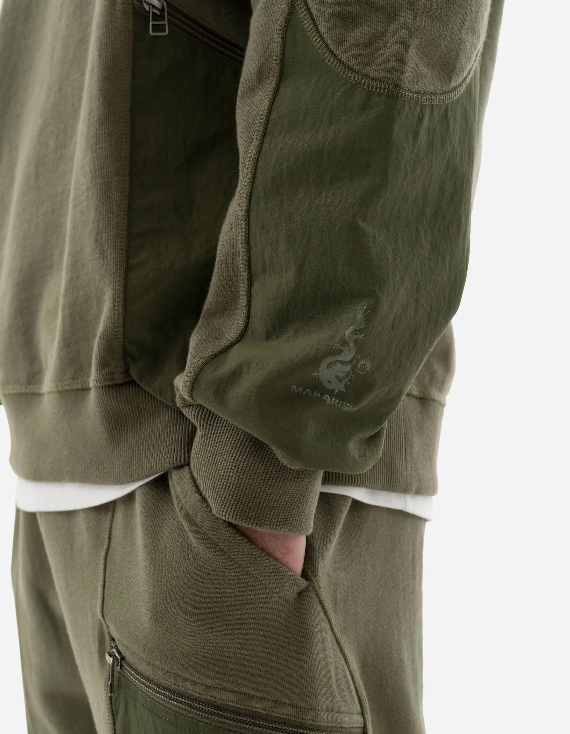 5285 Articulated Tech Cargo Crew Sweat Olive OG-107F