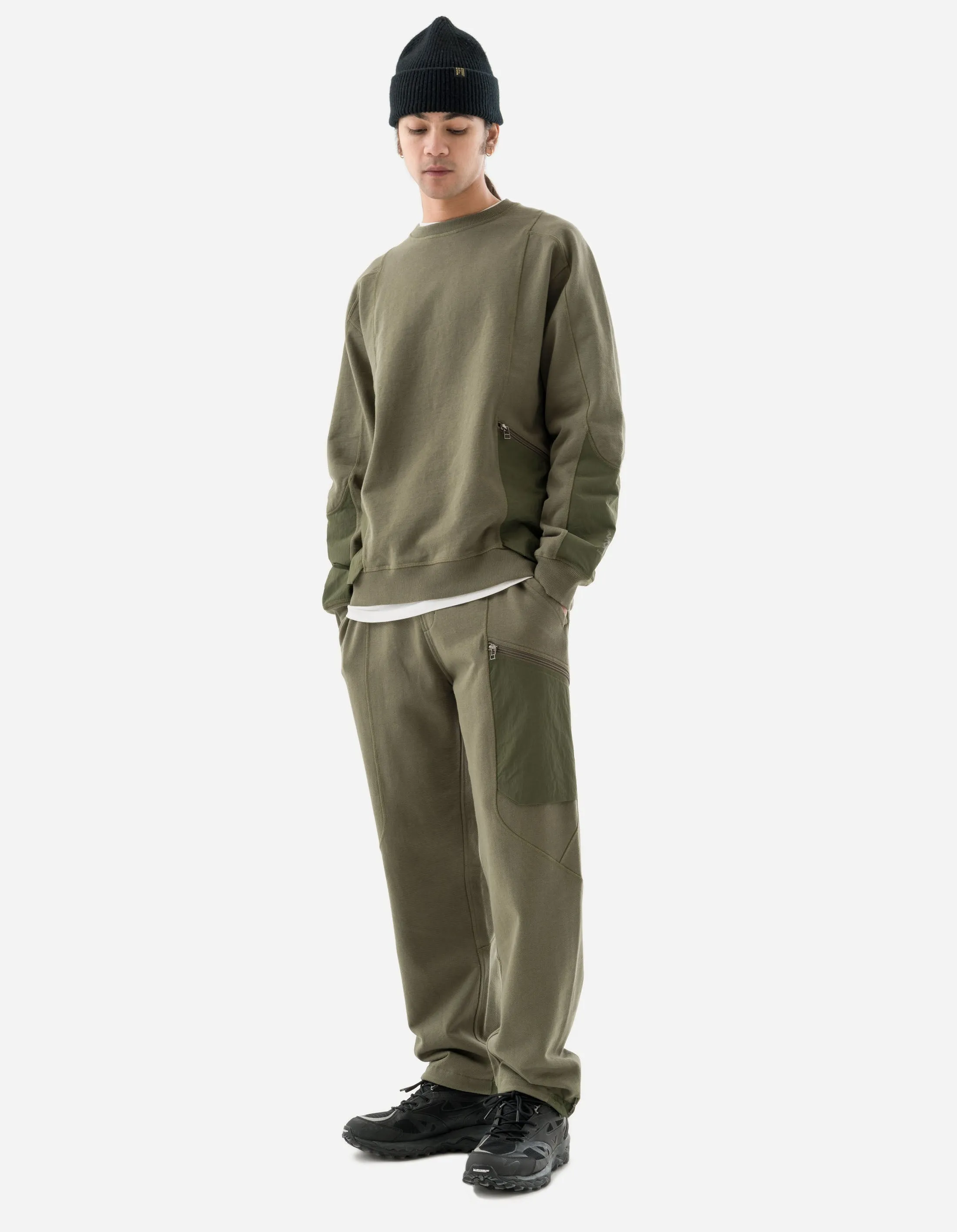 5285 Articulated Tech Cargo Crew Sweat Olive OG-107F