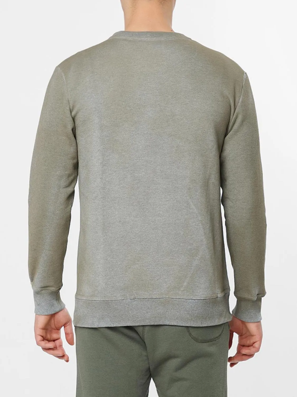 Acid Dye Organic Cotton Crew Neck Sweatshirt Melange Grey