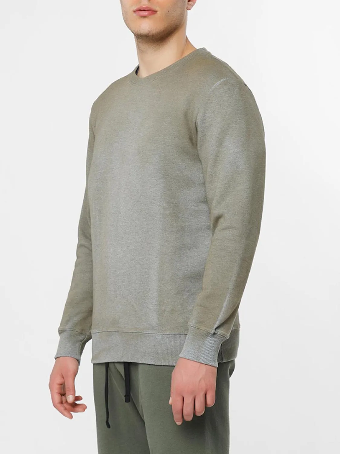 Acid Dye Organic Cotton Crew Neck Sweatshirt Melange Grey