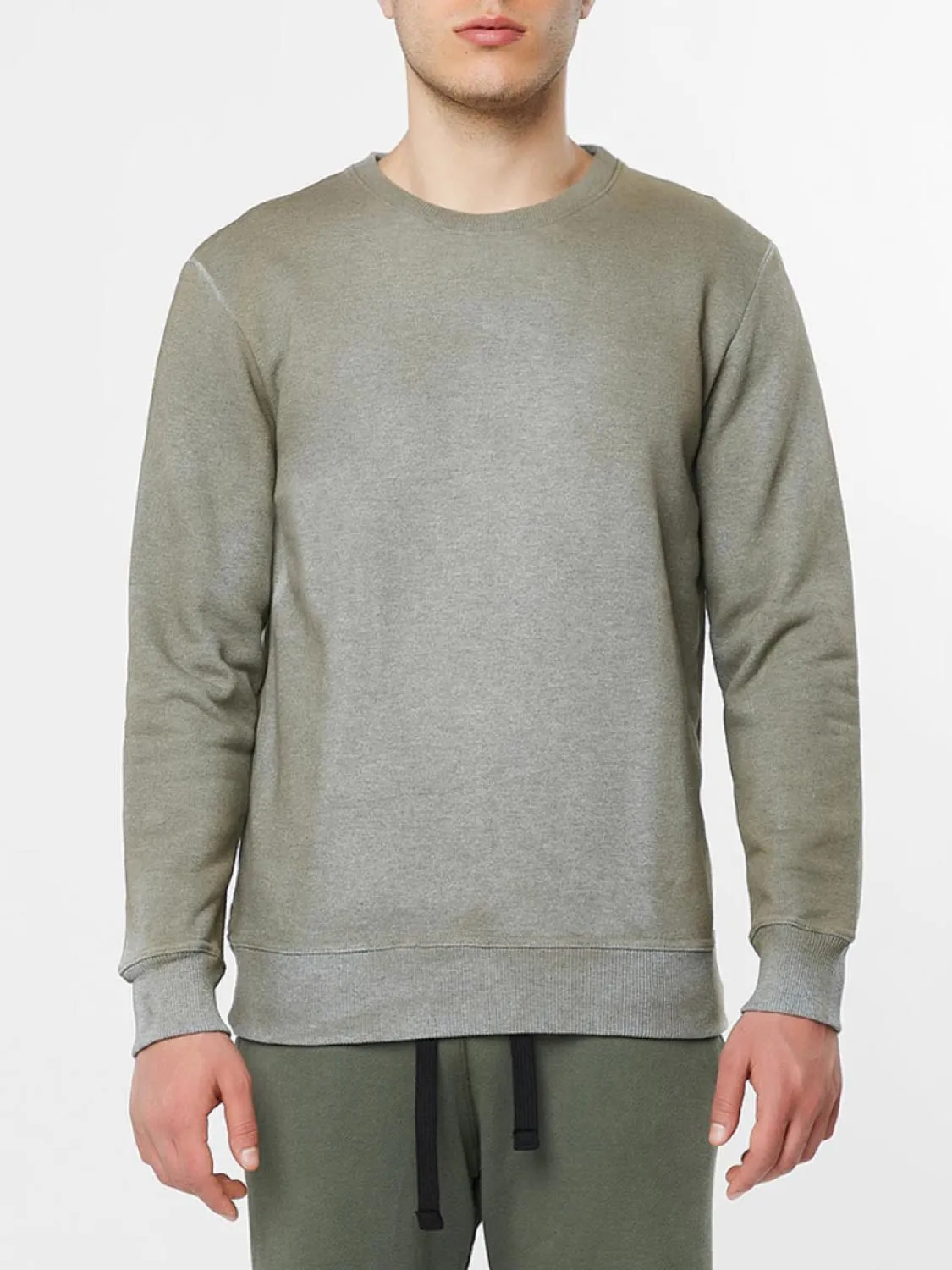 Acid Dye Organic Cotton Crew Neck Sweatshirt Melange Grey