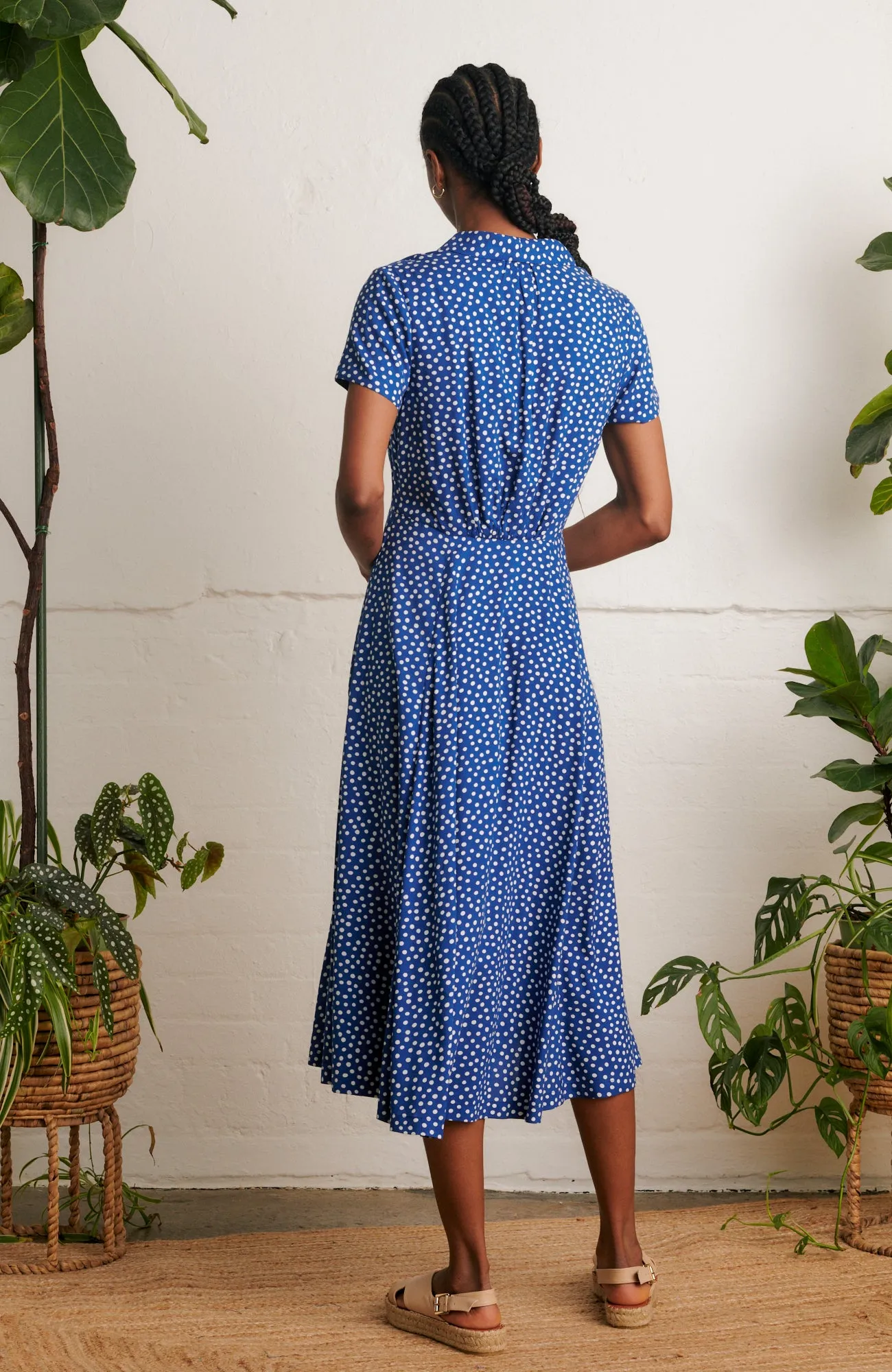 Adele Blue Scattered Spot Dress