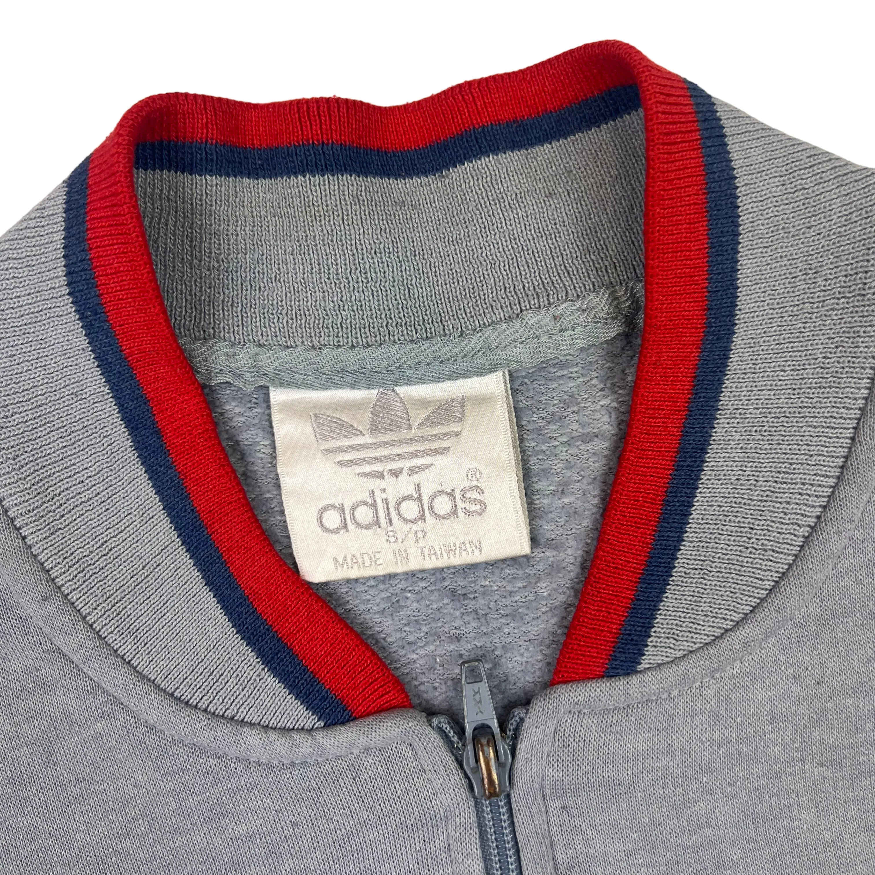 Adidas 80's Full Zip Track Sweatshirt Grey Blue Red