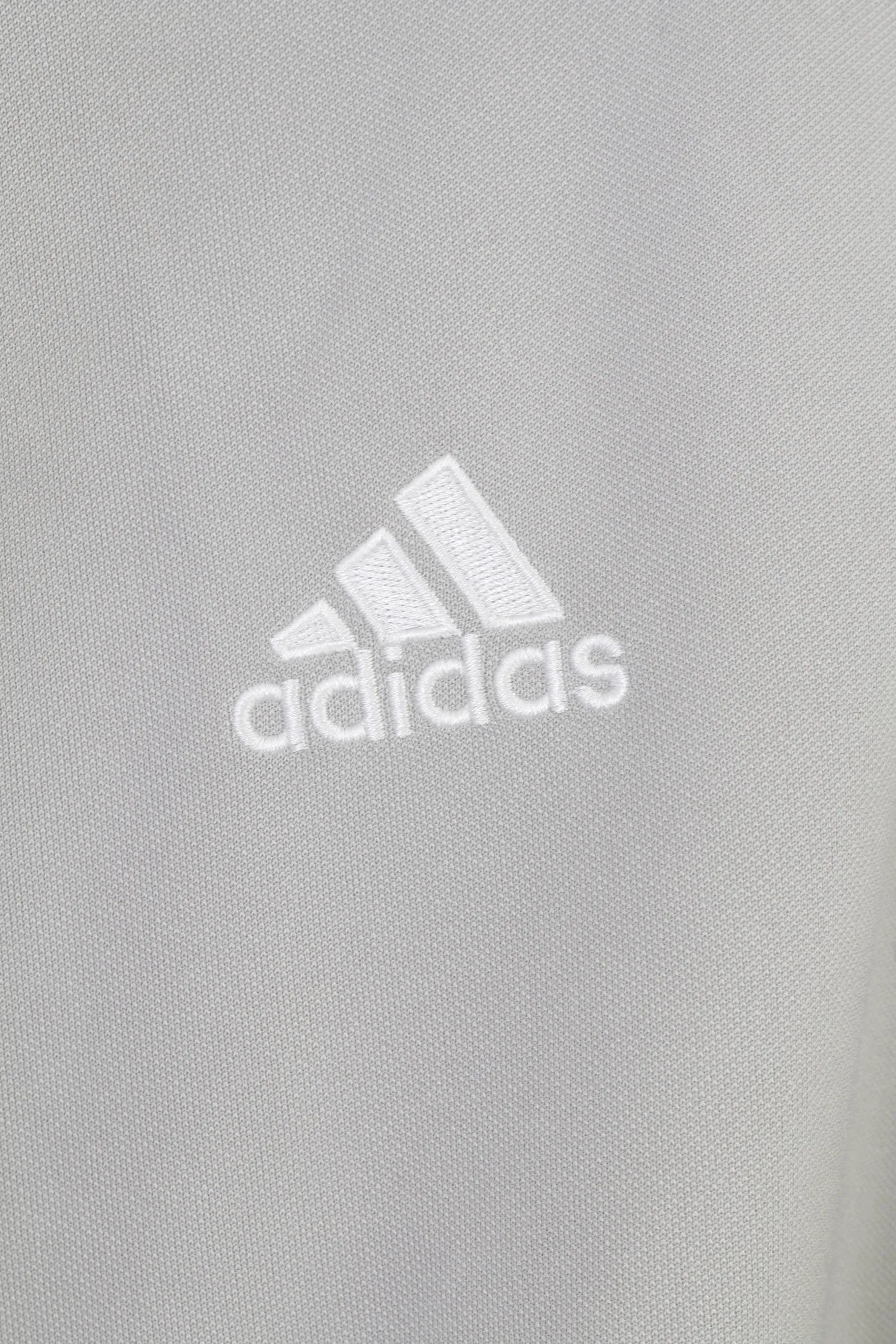 Adidas Men L Sweatshirt Grey Zip Neck Polyester Vintage Collar Top