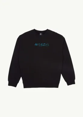 AFENDS Mens Melted - Crew Neck Jumper - Black