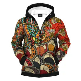 African Pattern Zip Up Hoodie