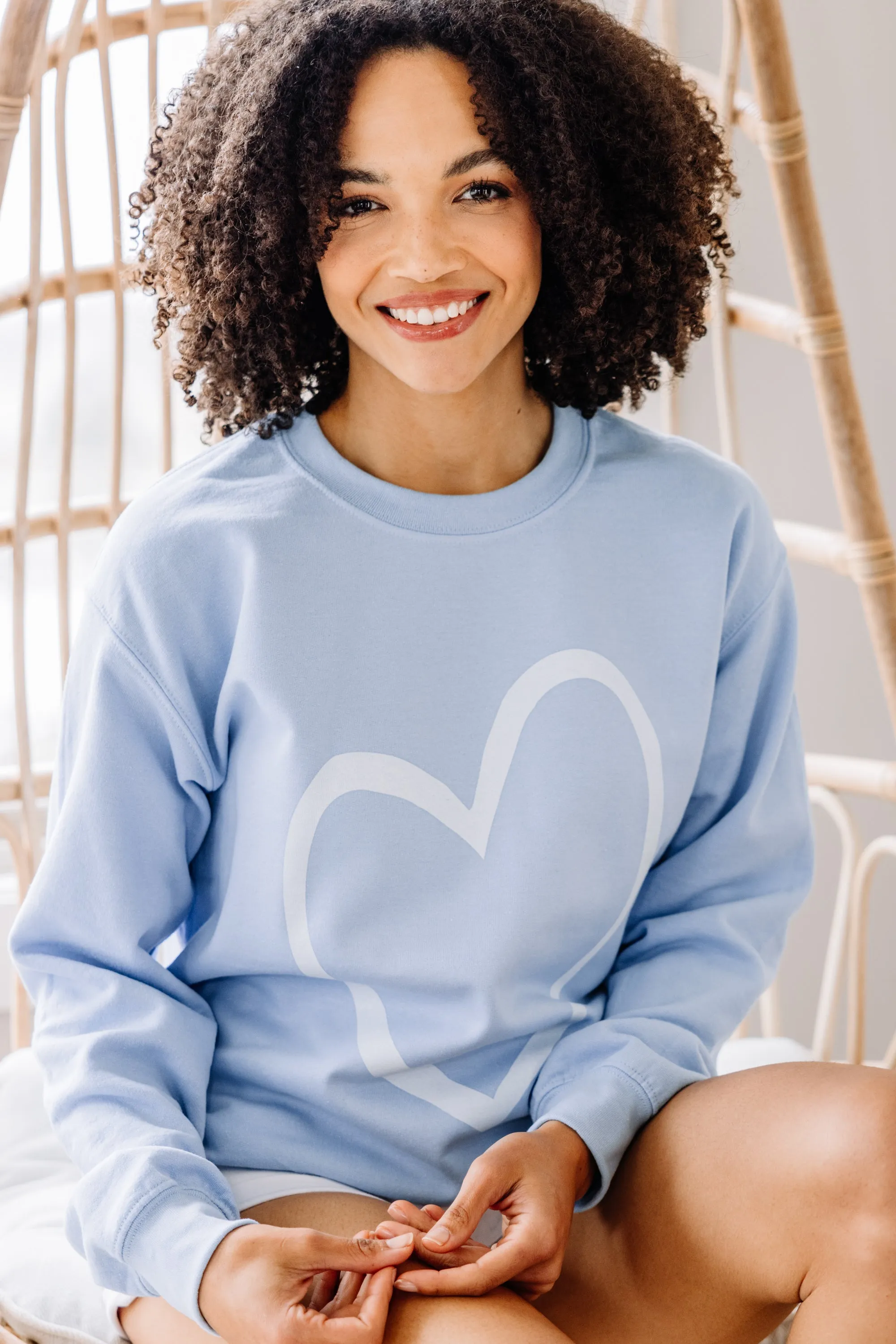 All The Love To Give Light Blue Graphic Sweatshirt