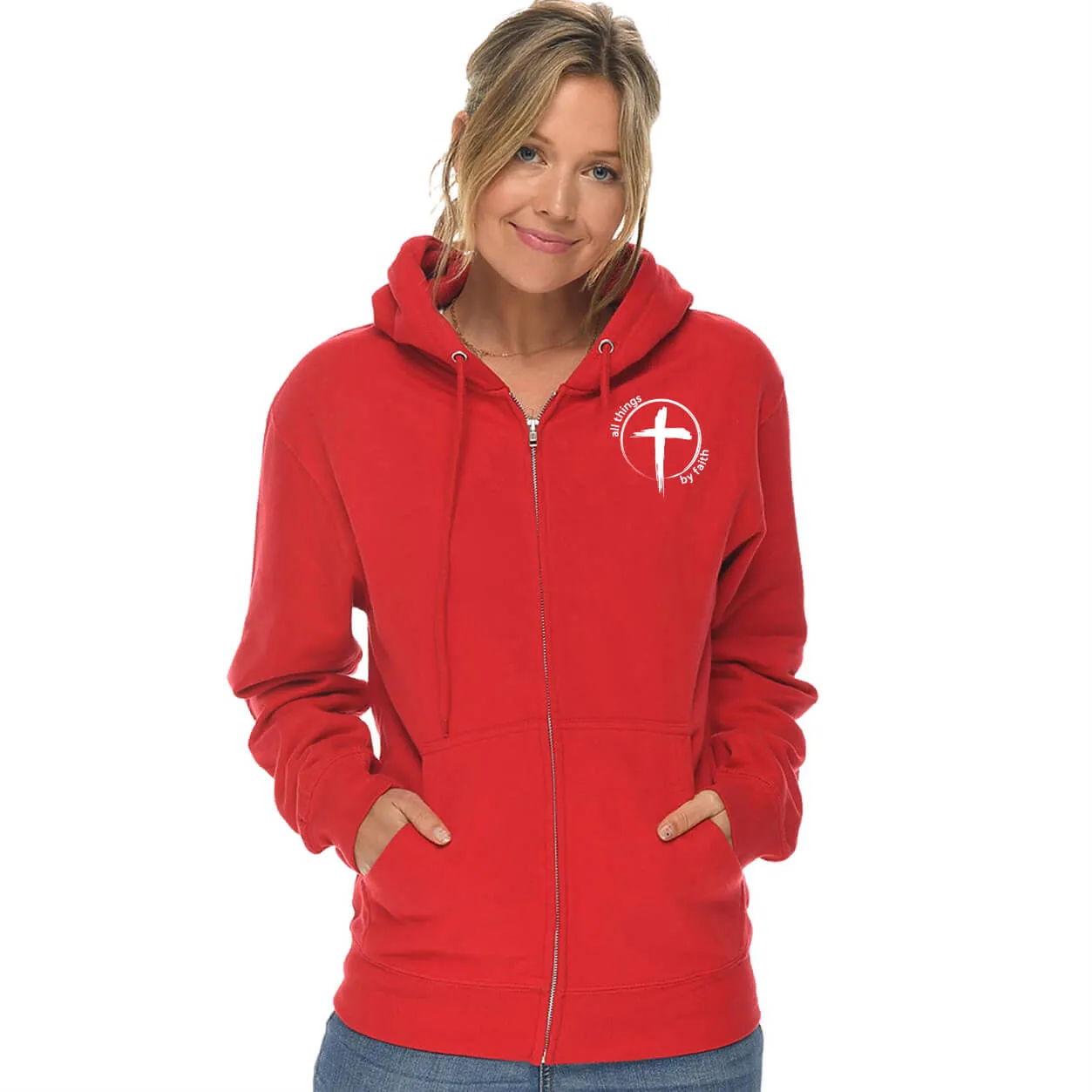 All Things By Faith Cross Full Zip Sweatshirt Hoodie