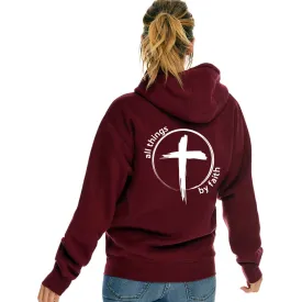 All Things By Faith Cross Full Zip Sweatshirt Hoodie