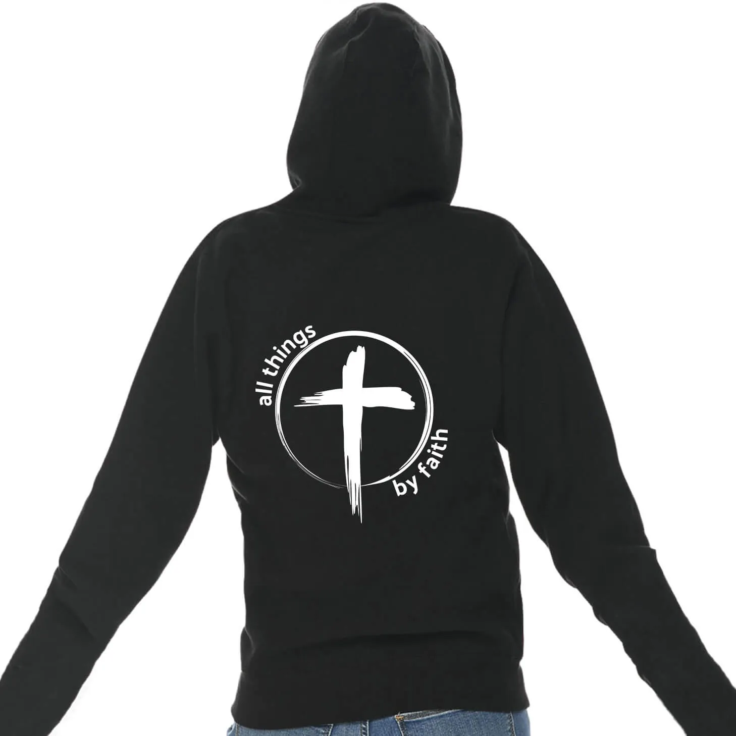 All Things By Faith Cross Full Zip Sweatshirt Hoodie