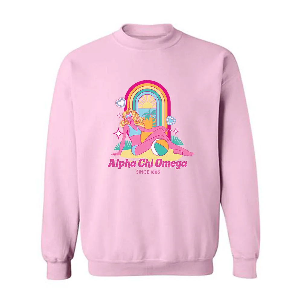 Alpha Chi Omega Malibu Doll Crewneck Sweatshirt