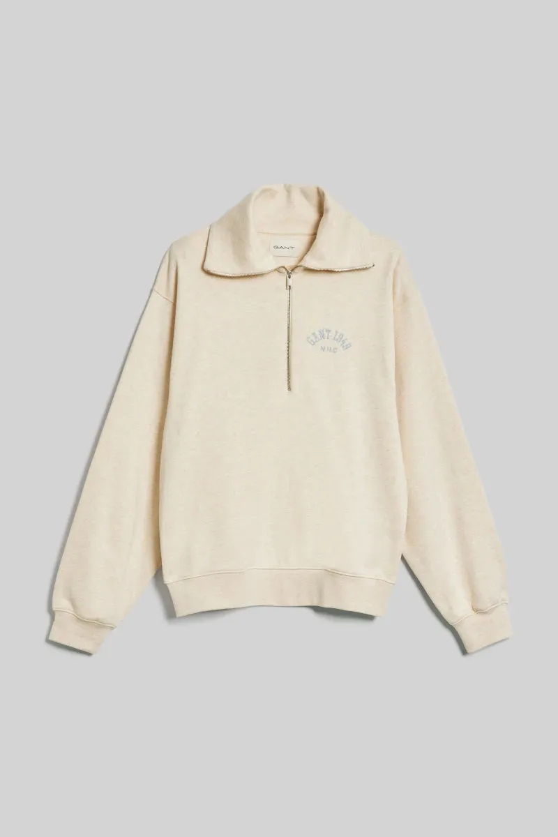 Arch Graphic Half Zip Sweatshirt-Oat Melange