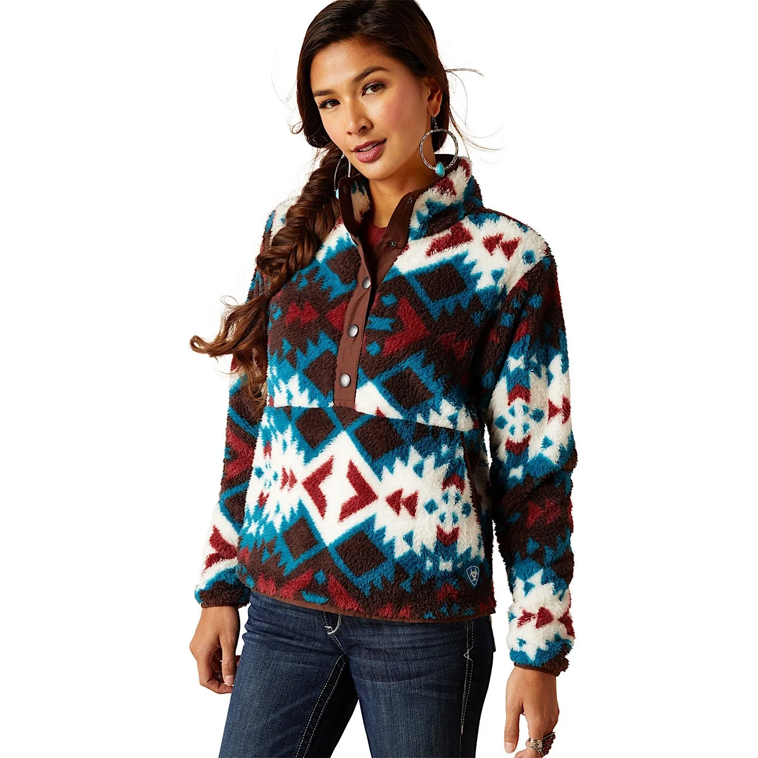 Ariat Womens Berber Snap Front Sweatshirt Plainsview Print