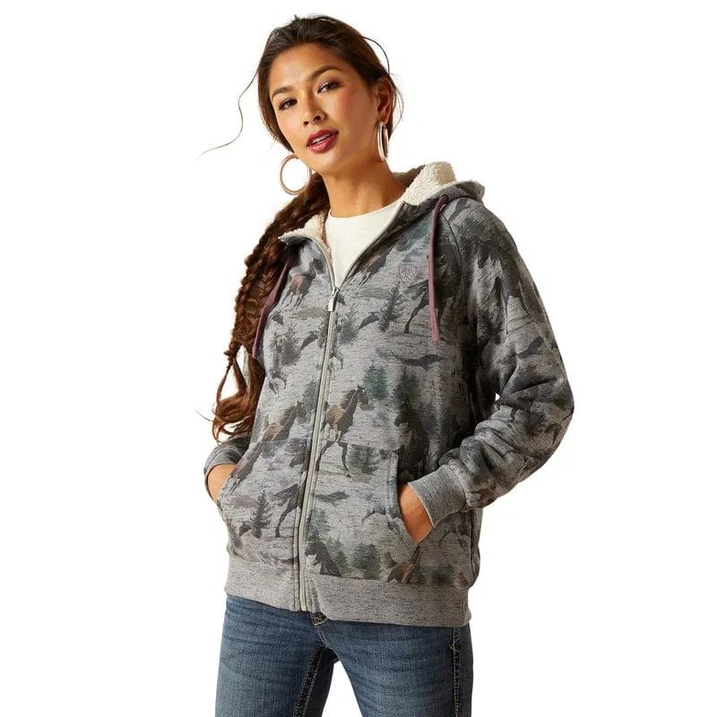 Ariat Women's REAL Misty Horse Print Full Zip Hoodie 10047230