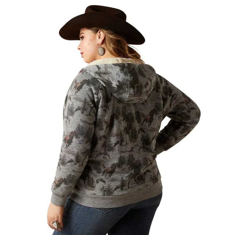 Ariat Women's REAL Misty Horse Print Full Zip Hoodie 10047230