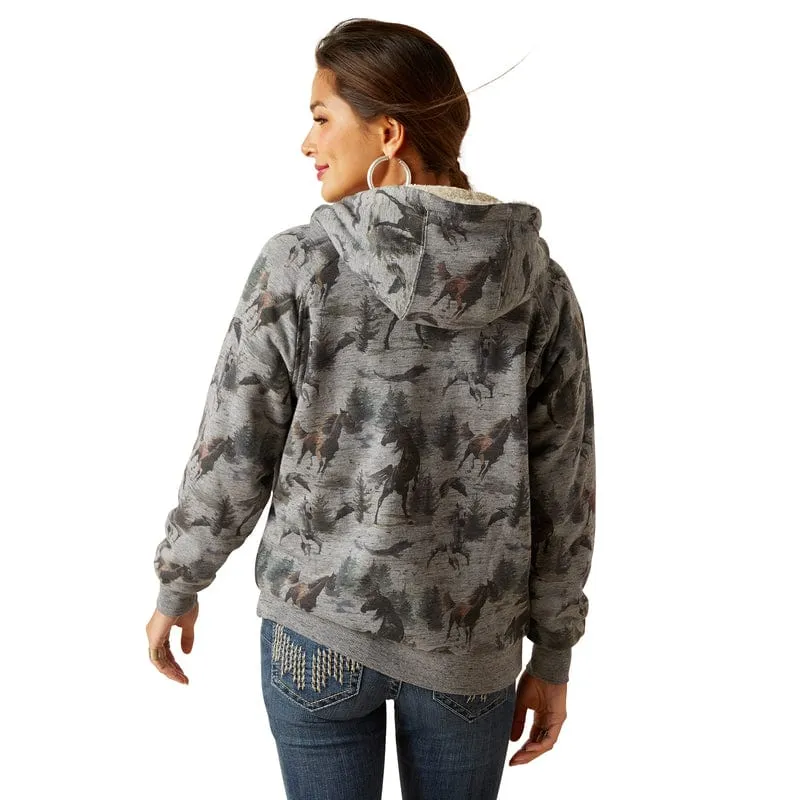 Ariat Women's REAL Misty Horse Print Full Zip Hoodie 10047230