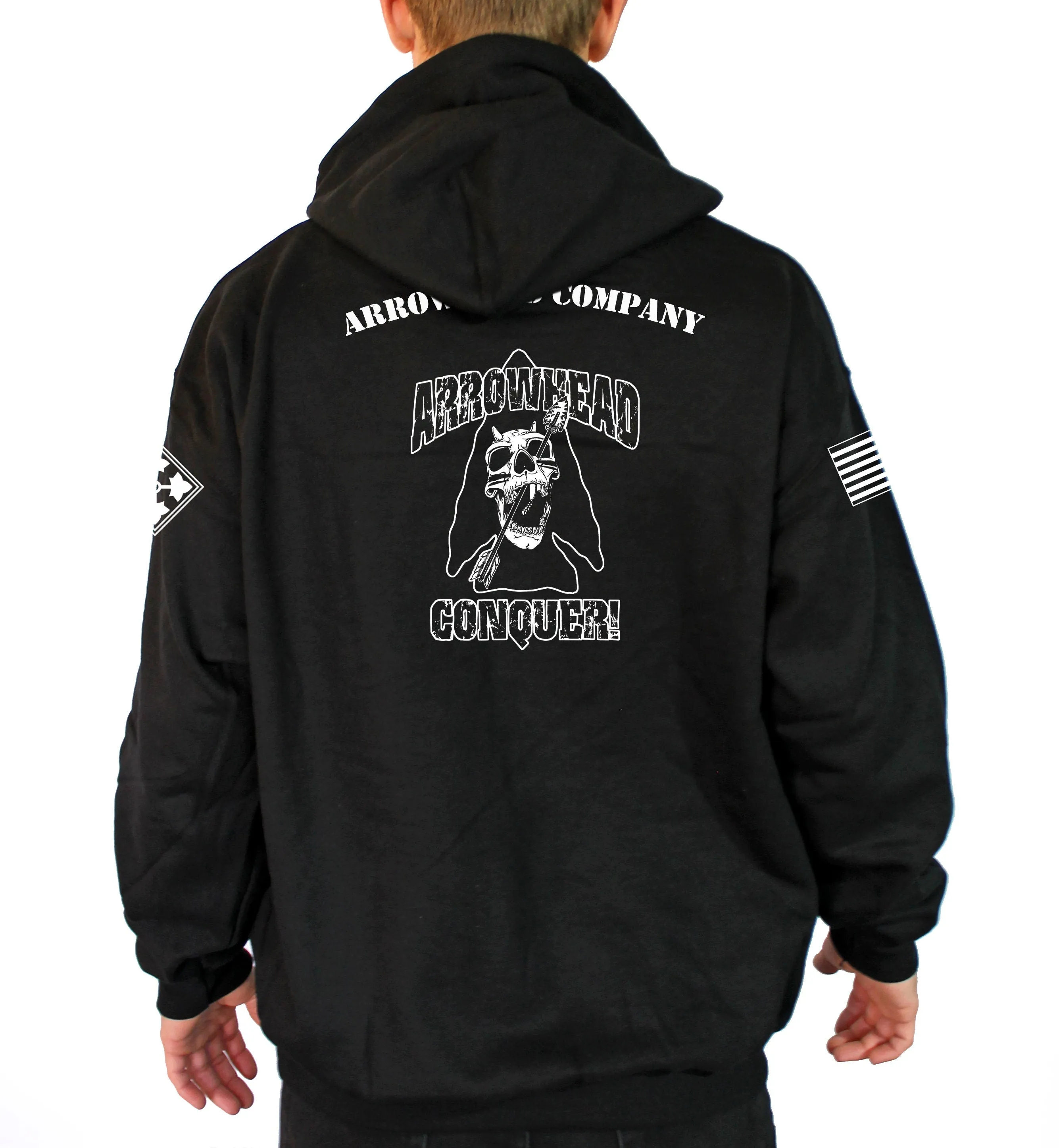 Arrowhead Company Black Unisex Unit Hoodie Sweatshirt. This is NOT approved and can not be worn for PT. *FREE Liaison pick up to base only*