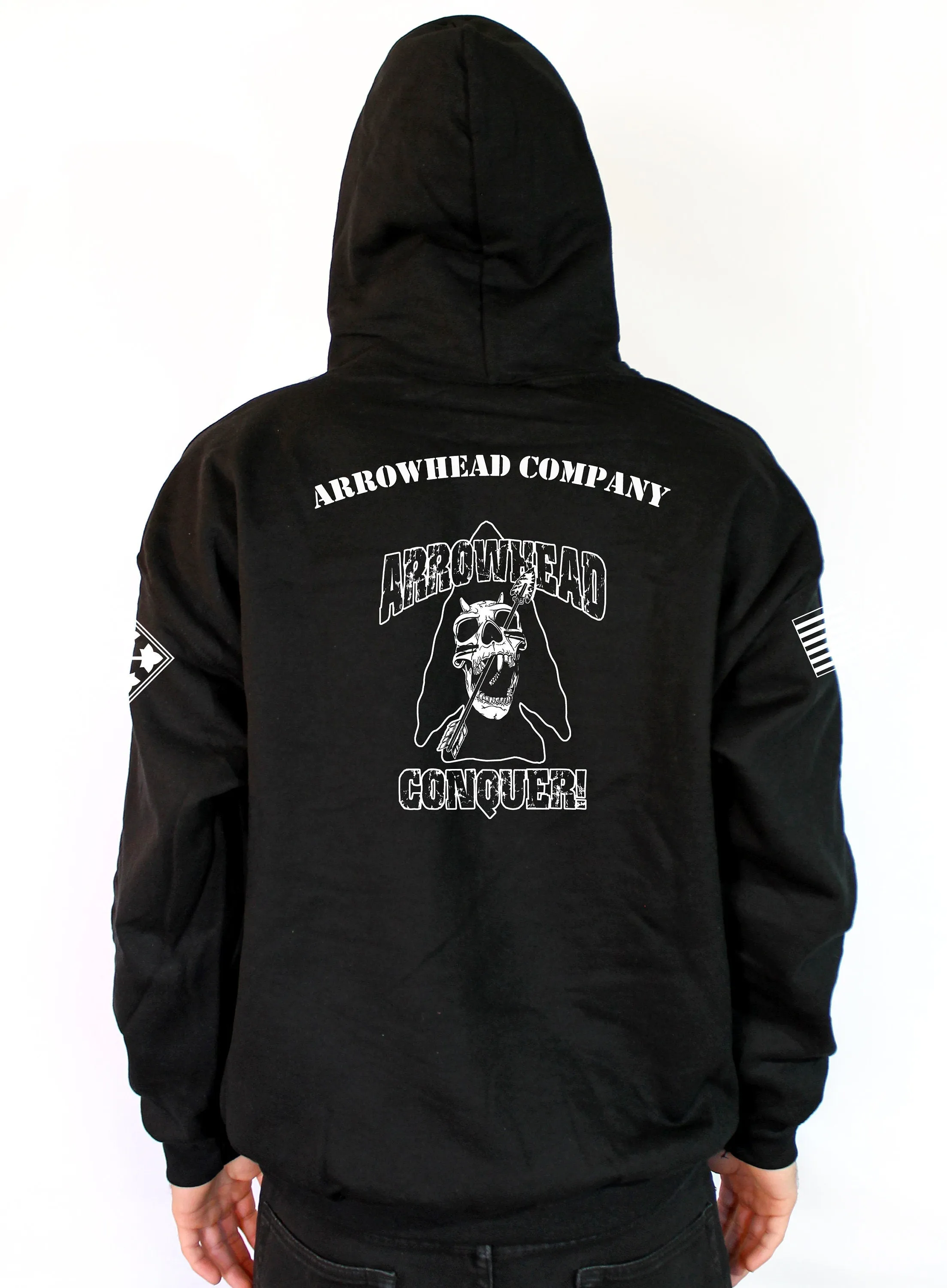 Arrowhead Company Black Unisex Unit Hoodie Sweatshirt. This is NOT approved and can not be worn for PT. *FREE Liaison pick up to base only*