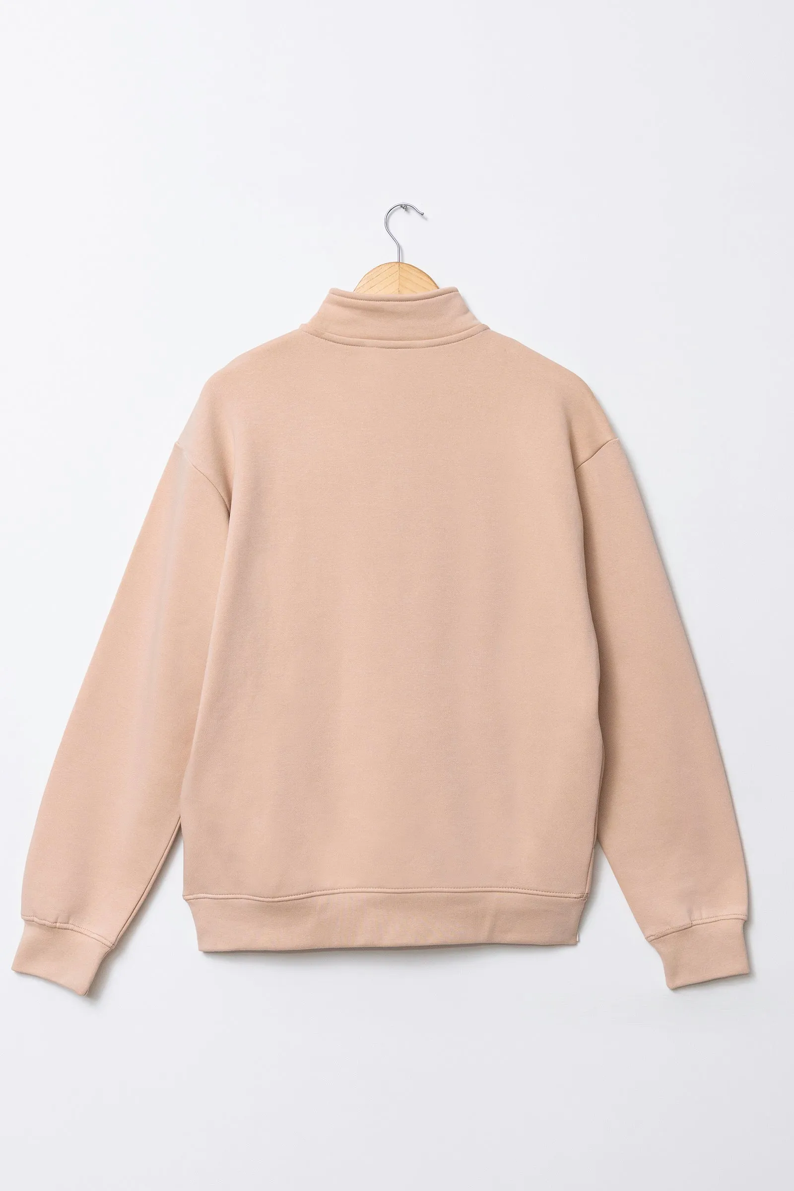 Basic Sweatshirt with Zip Neck