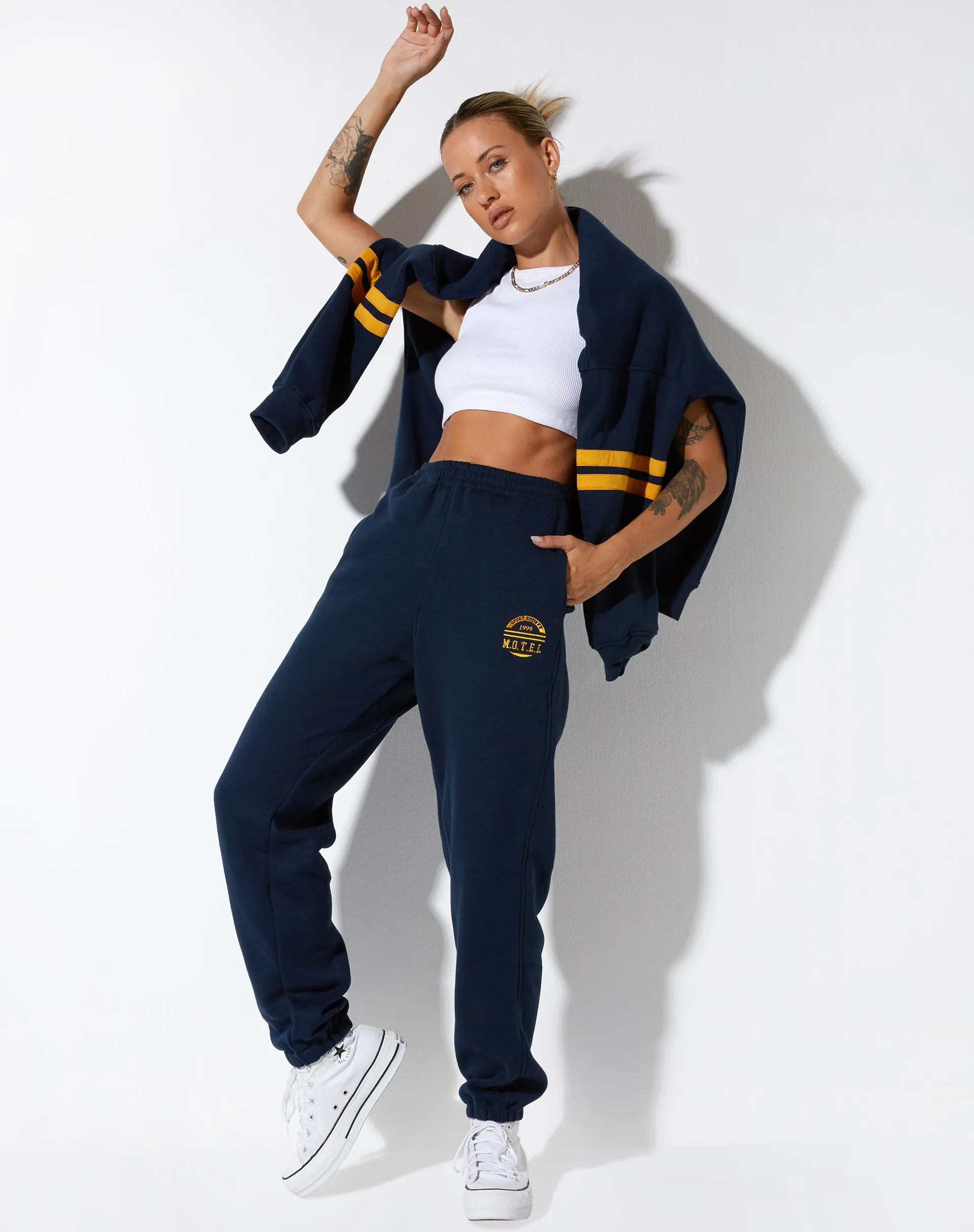 Basta Jogger in Navy Citrus Stripe Football 1999