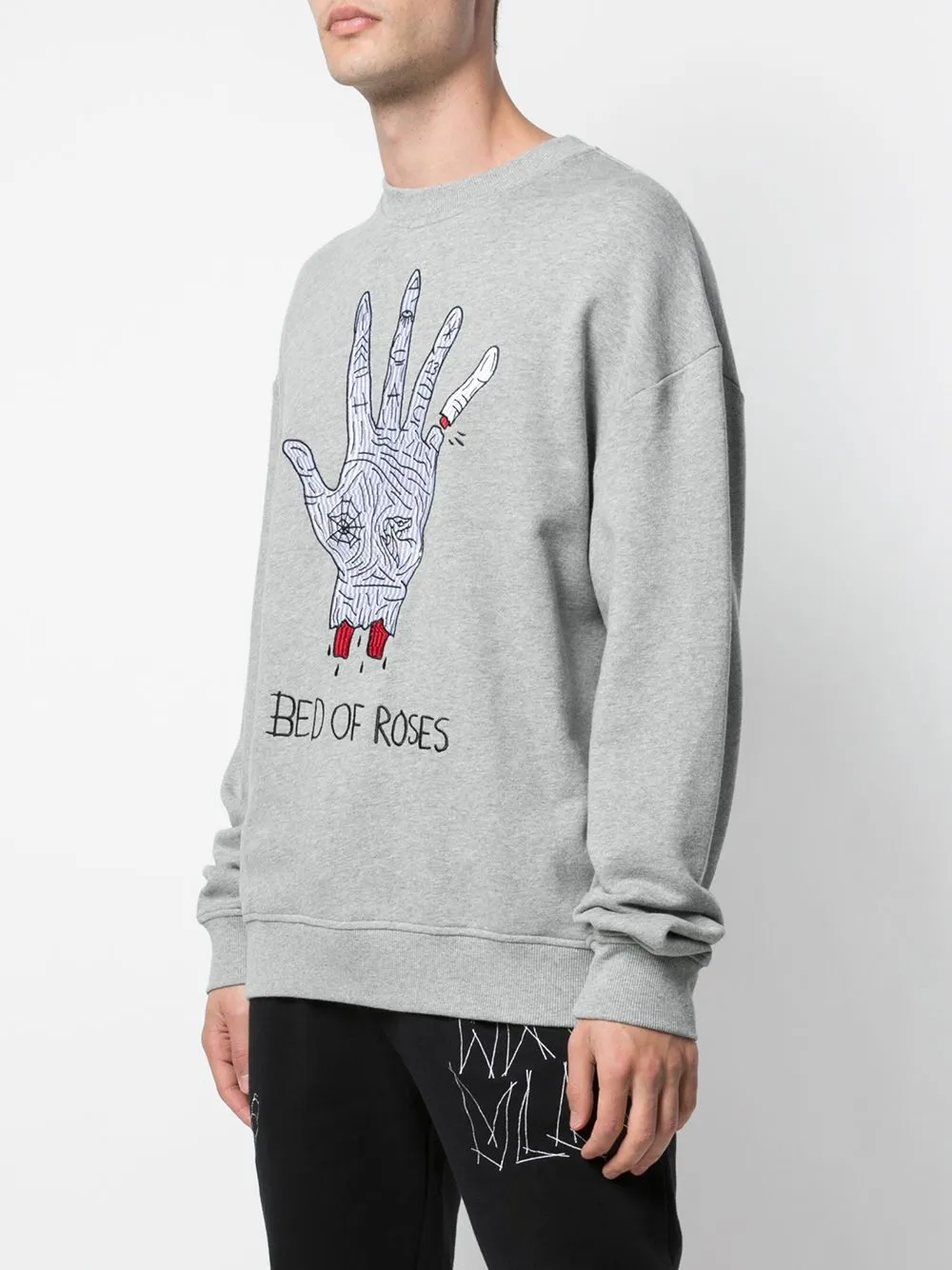 BED OF ROSES DROP SHOULDER CREWNECK HEATHER GREY