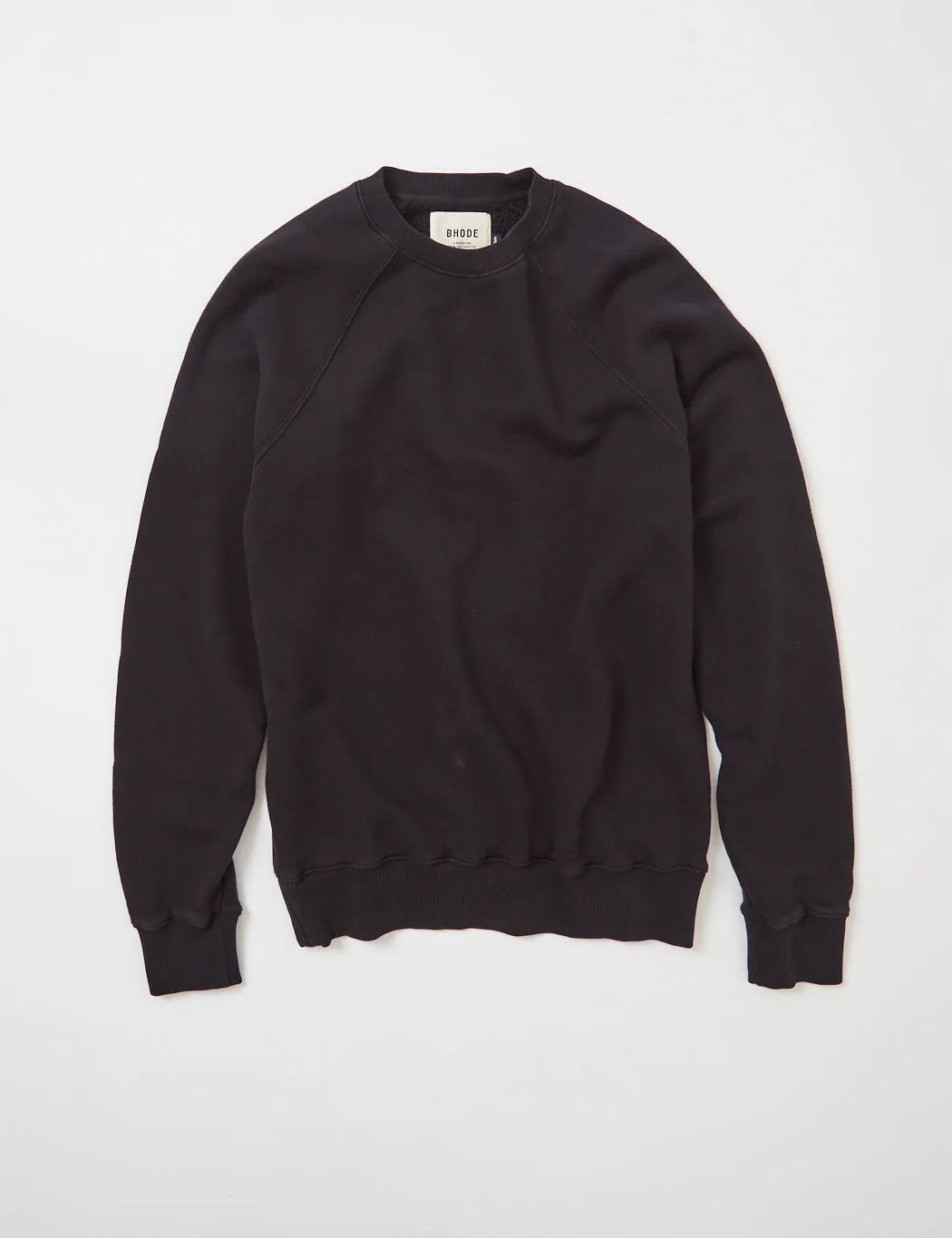 Bhode Raglan Crew Sweatshirt (Loopback) - Black