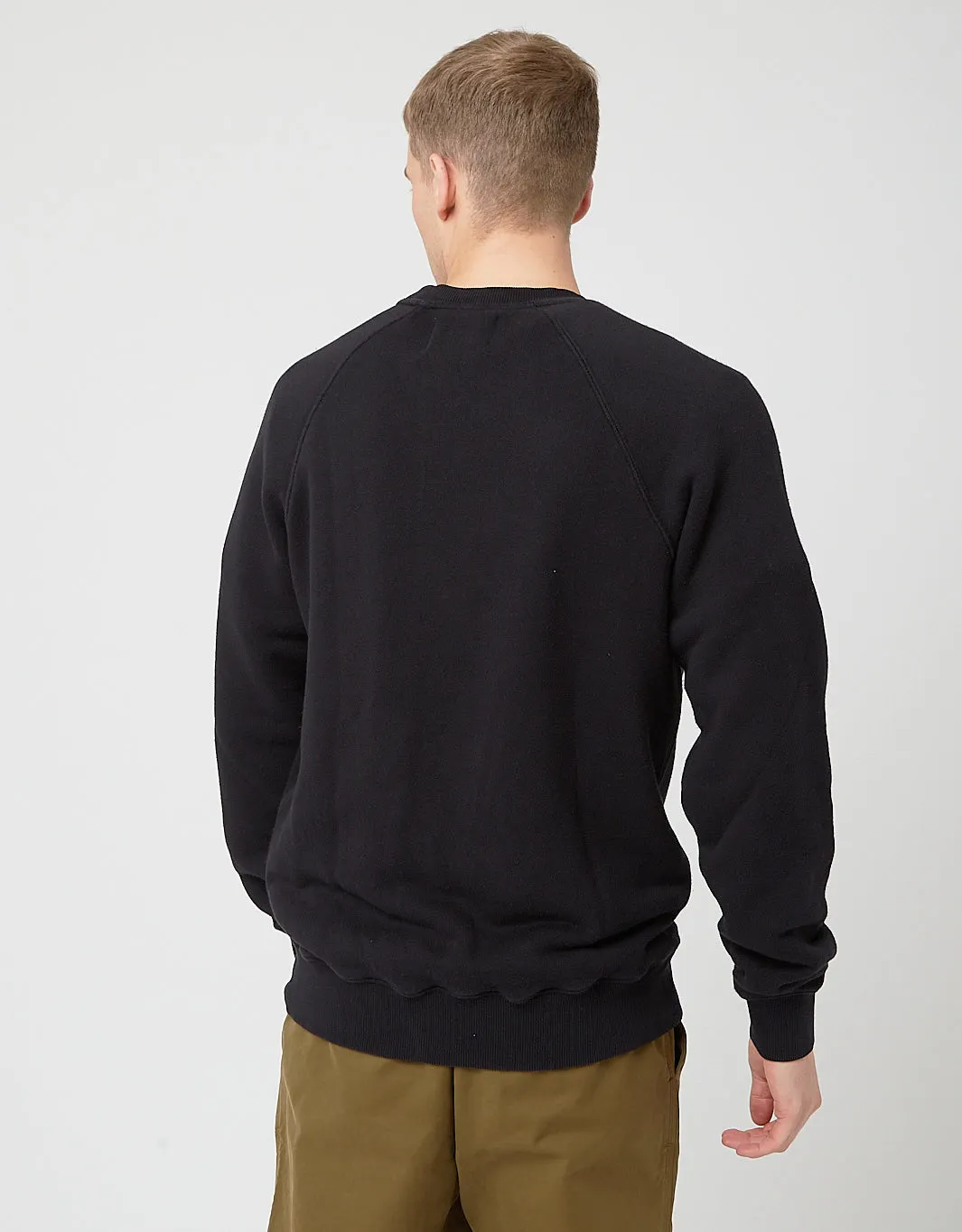 Bhode Raglan Crew Sweatshirt (Loopback) - Black