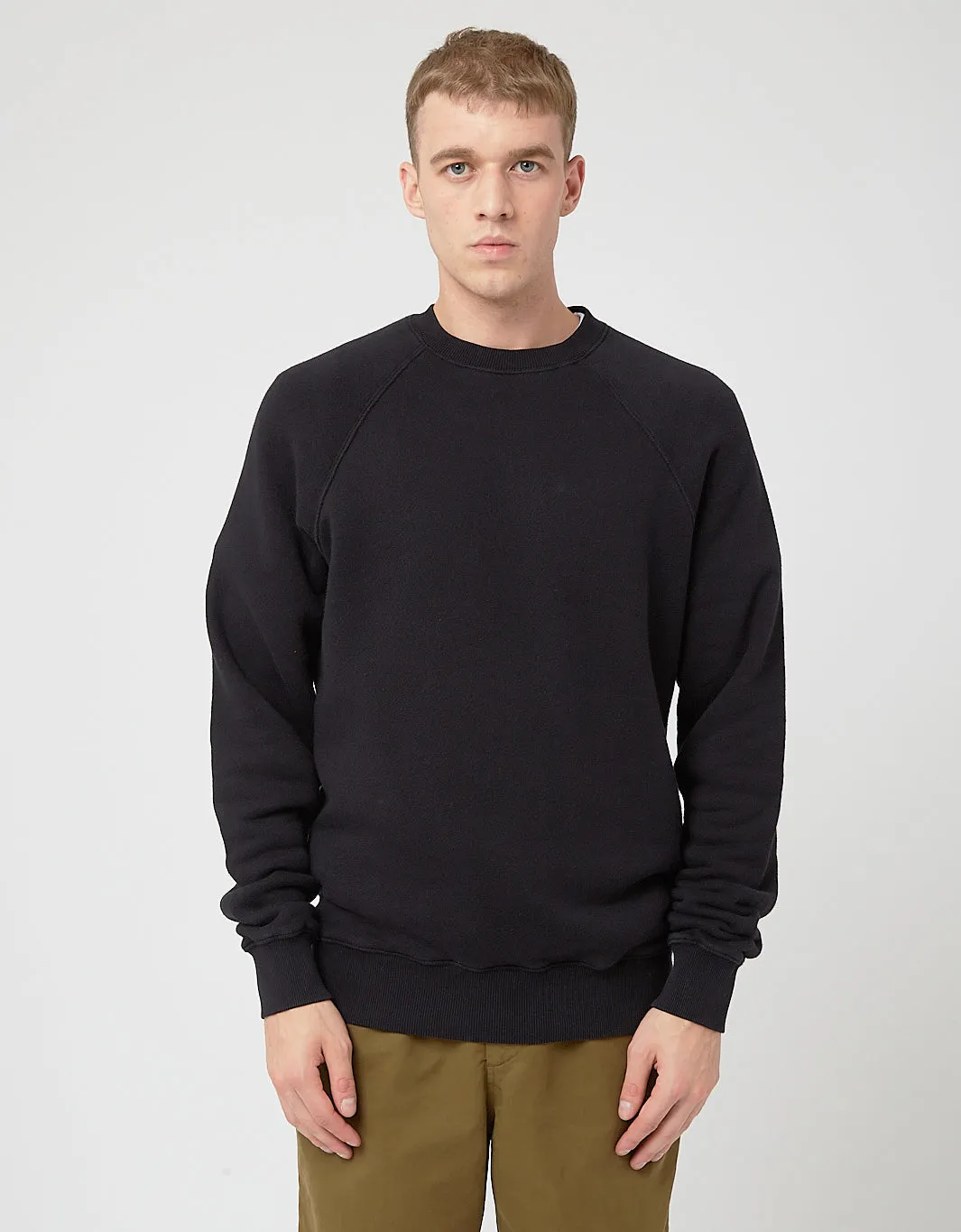 Bhode Raglan Crew Sweatshirt (Loopback) - Black