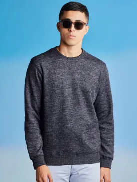 Black Textured Crew Neck Sweatshirt