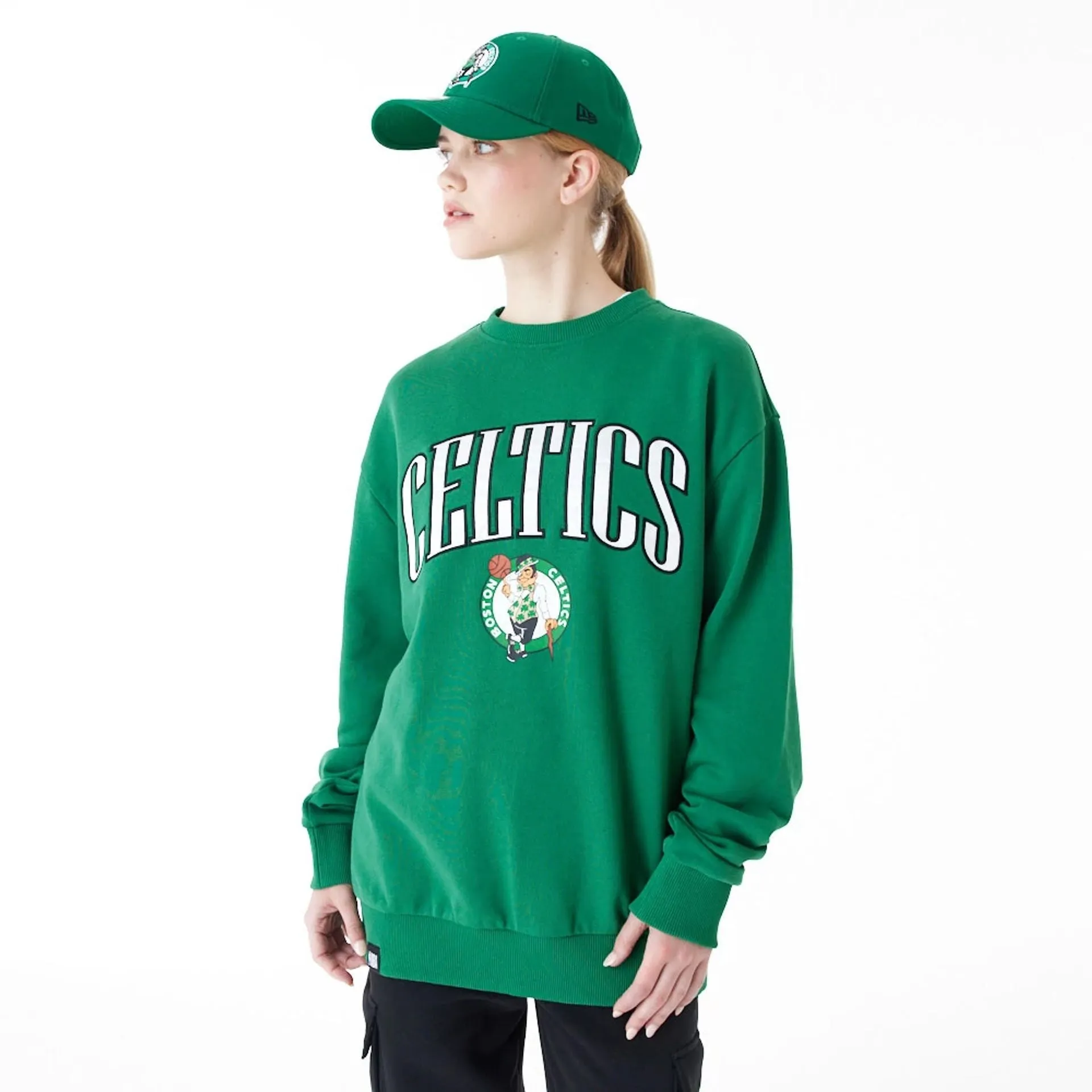 Boston Celtics NBA Arch Graphic Green Oversized Crew Neck Sweatshirt