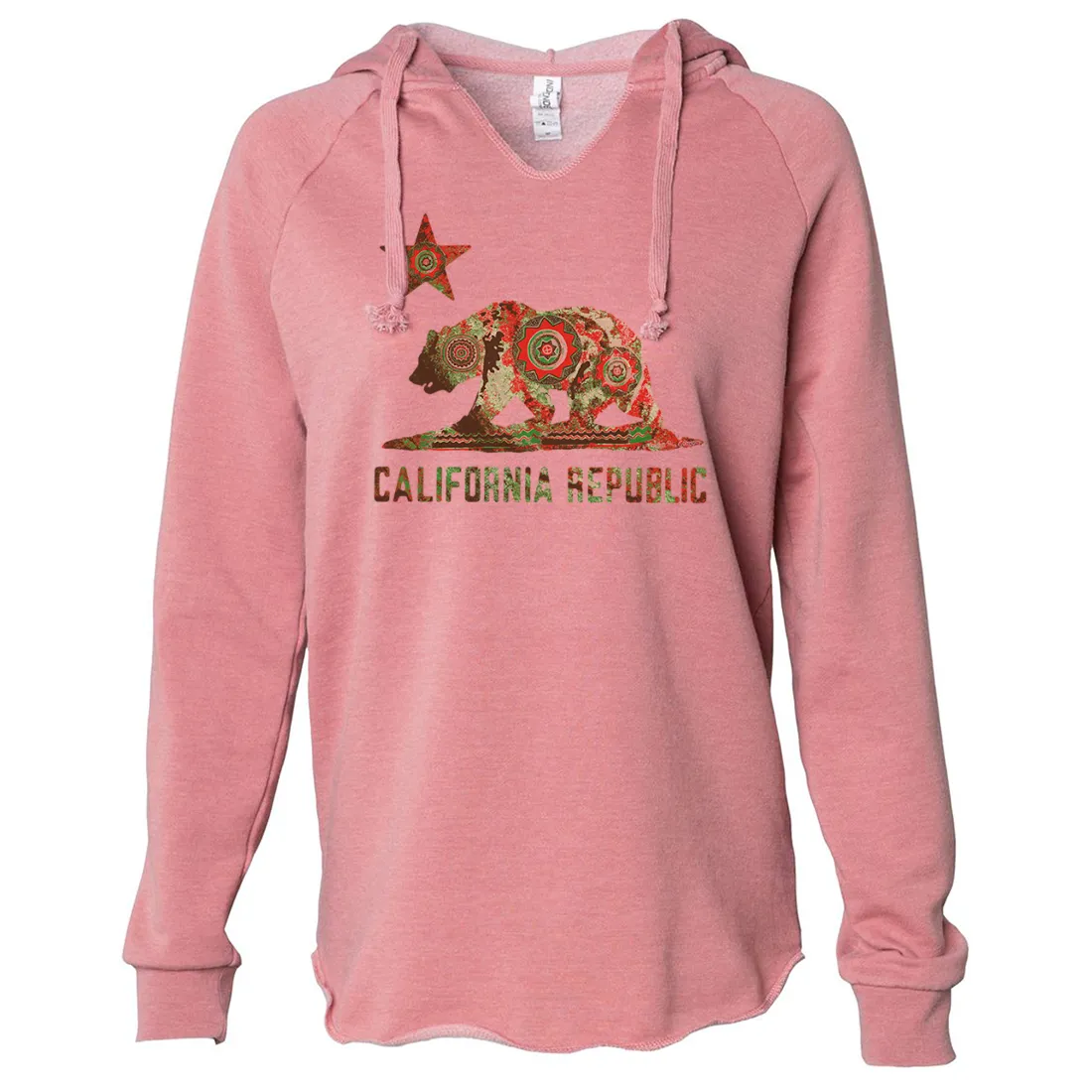 California Chumash Mandala Bear Women's Soft Hooded Pullover