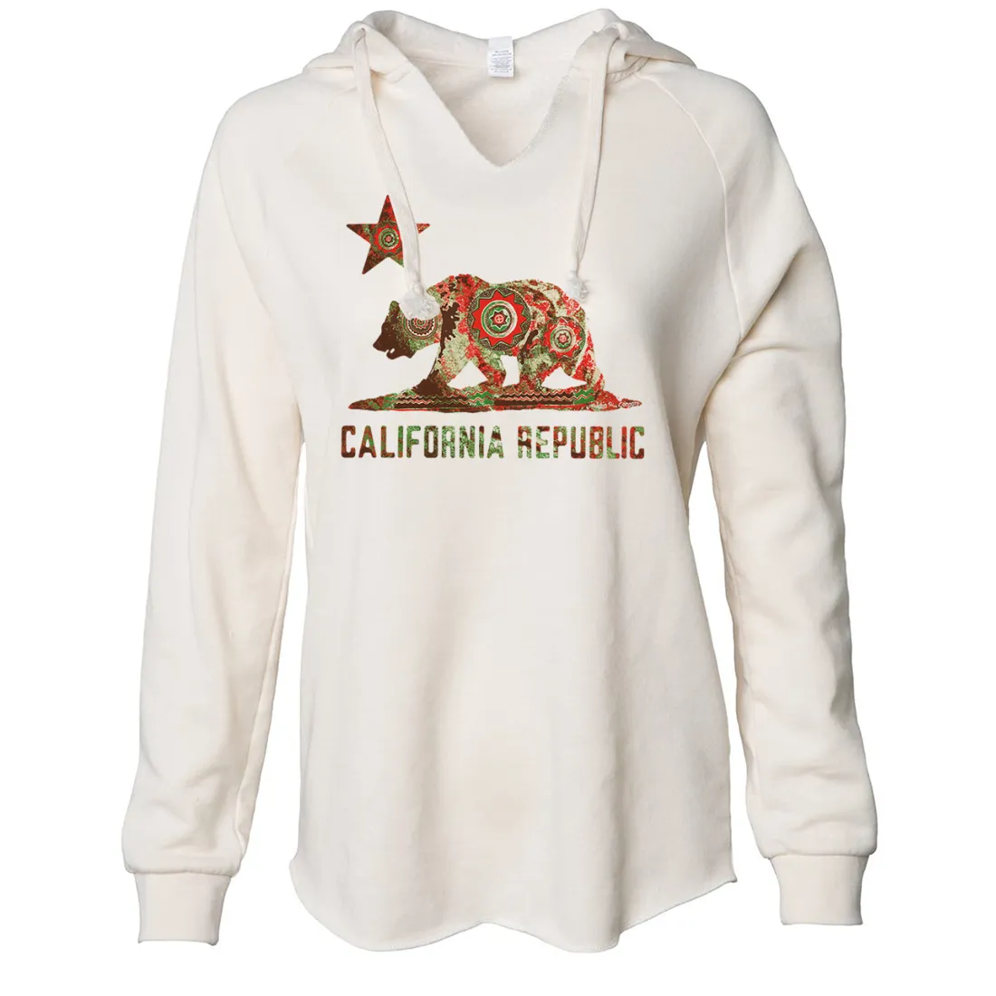 California Chumash Mandala Bear Women's Soft Hooded Pullover