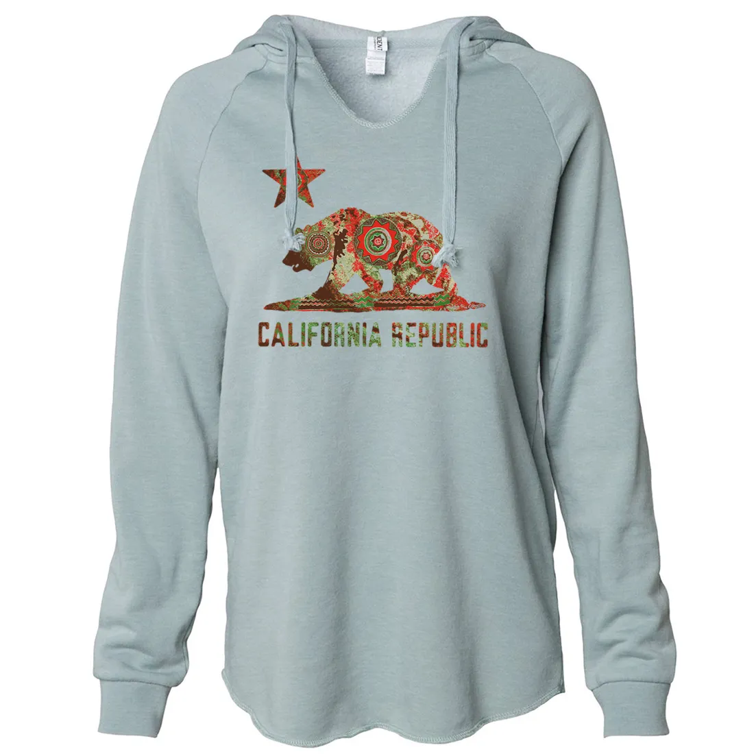 California Chumash Mandala Bear Women's Soft Hooded Pullover