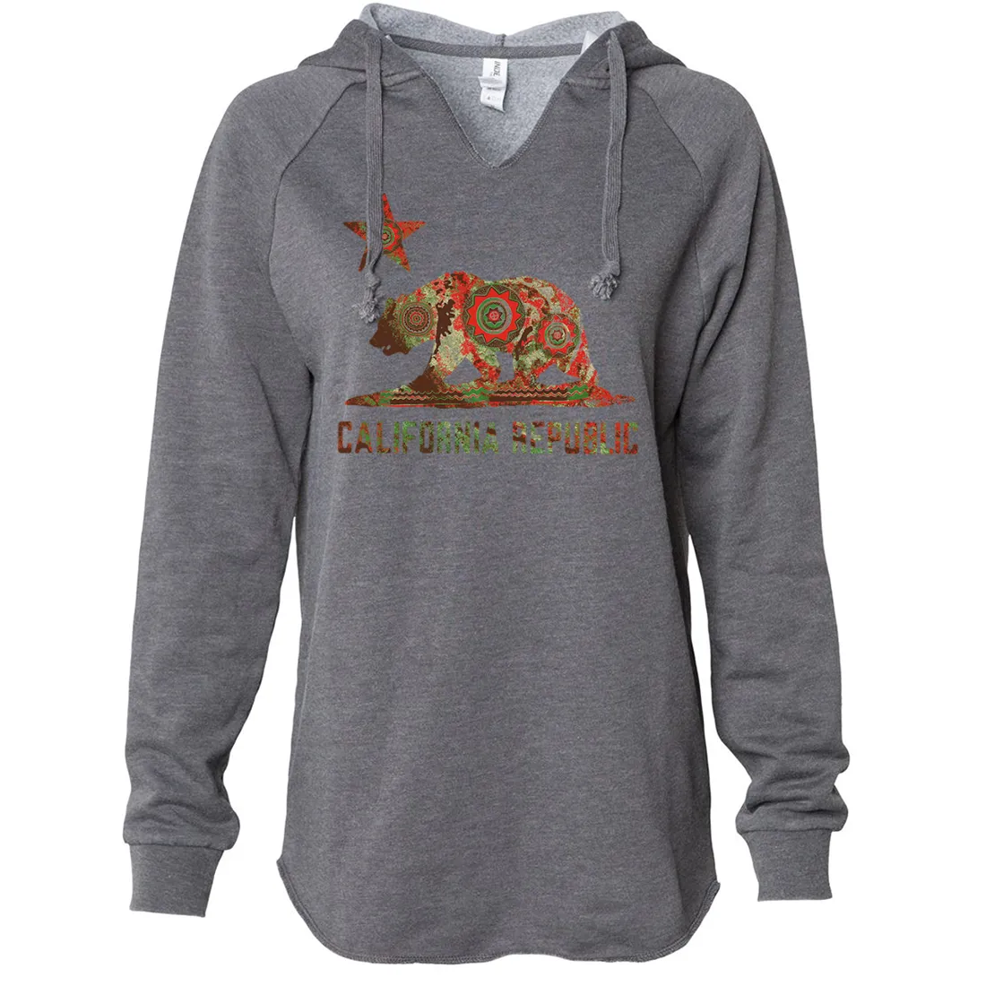 California Chumash Mandala Bear Women's Soft Hooded Pullover