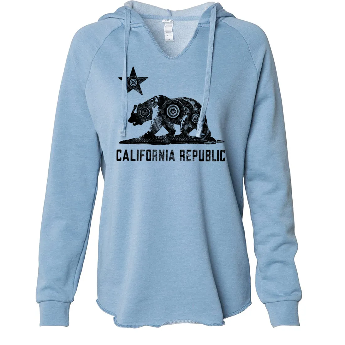 California Chumash Mandala Black Print Women's Soft Hooded Pullover