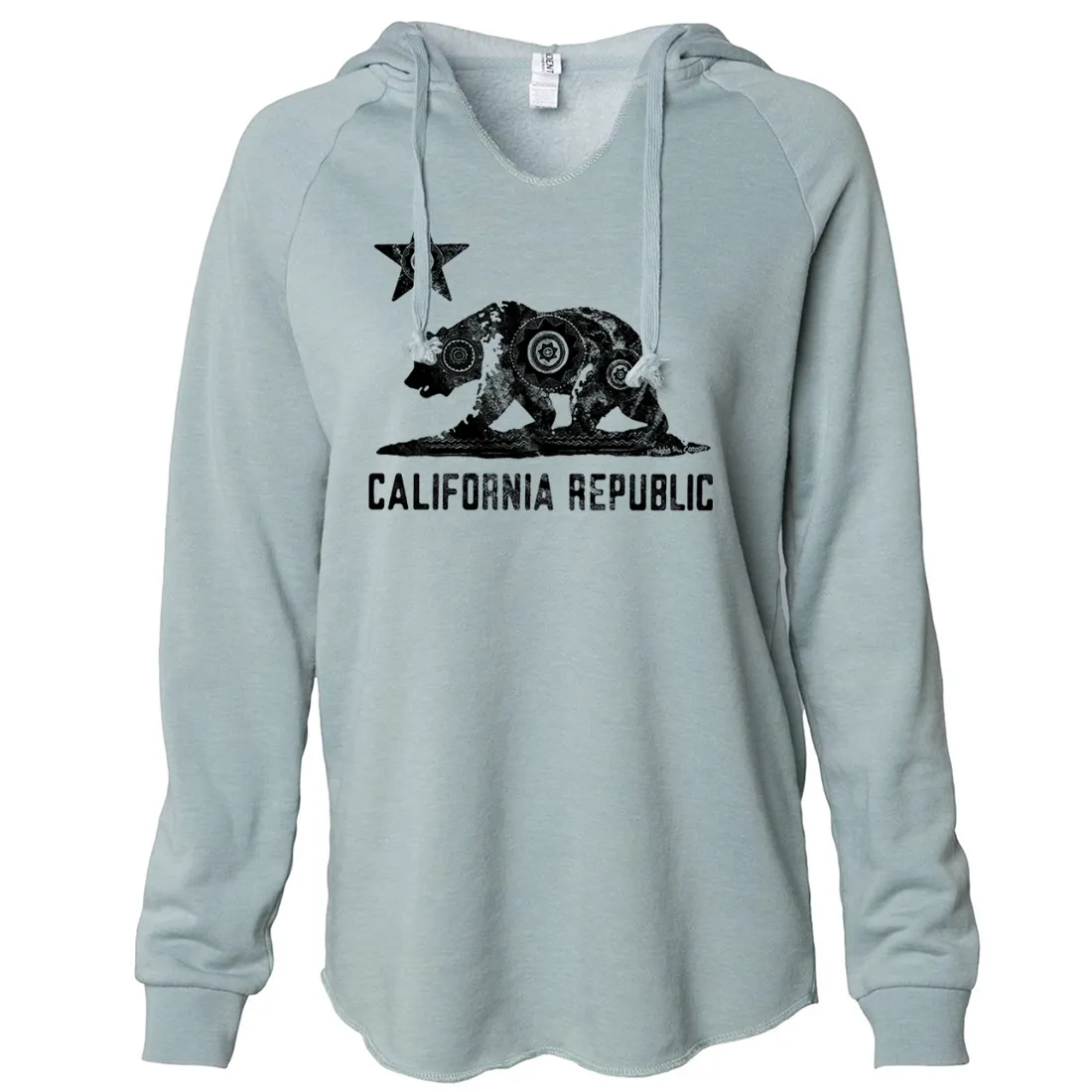 California Chumash Mandala Black Print Women's Soft Hooded Pullover