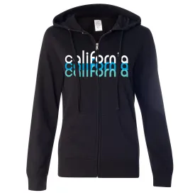 California Cool Stacked Ladies Lightweight Fitted Zip-Up Hoodie