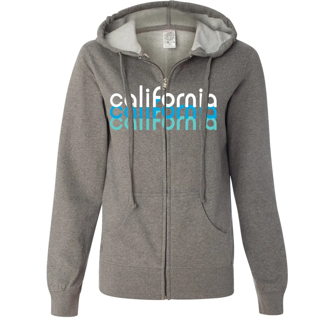 California Cool Stacked Ladies Lightweight Fitted Zip-Up Hoodie