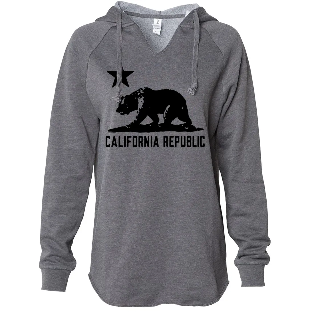 California Flag Oversize Black Silhouette Women's Soft Hooded Pullover