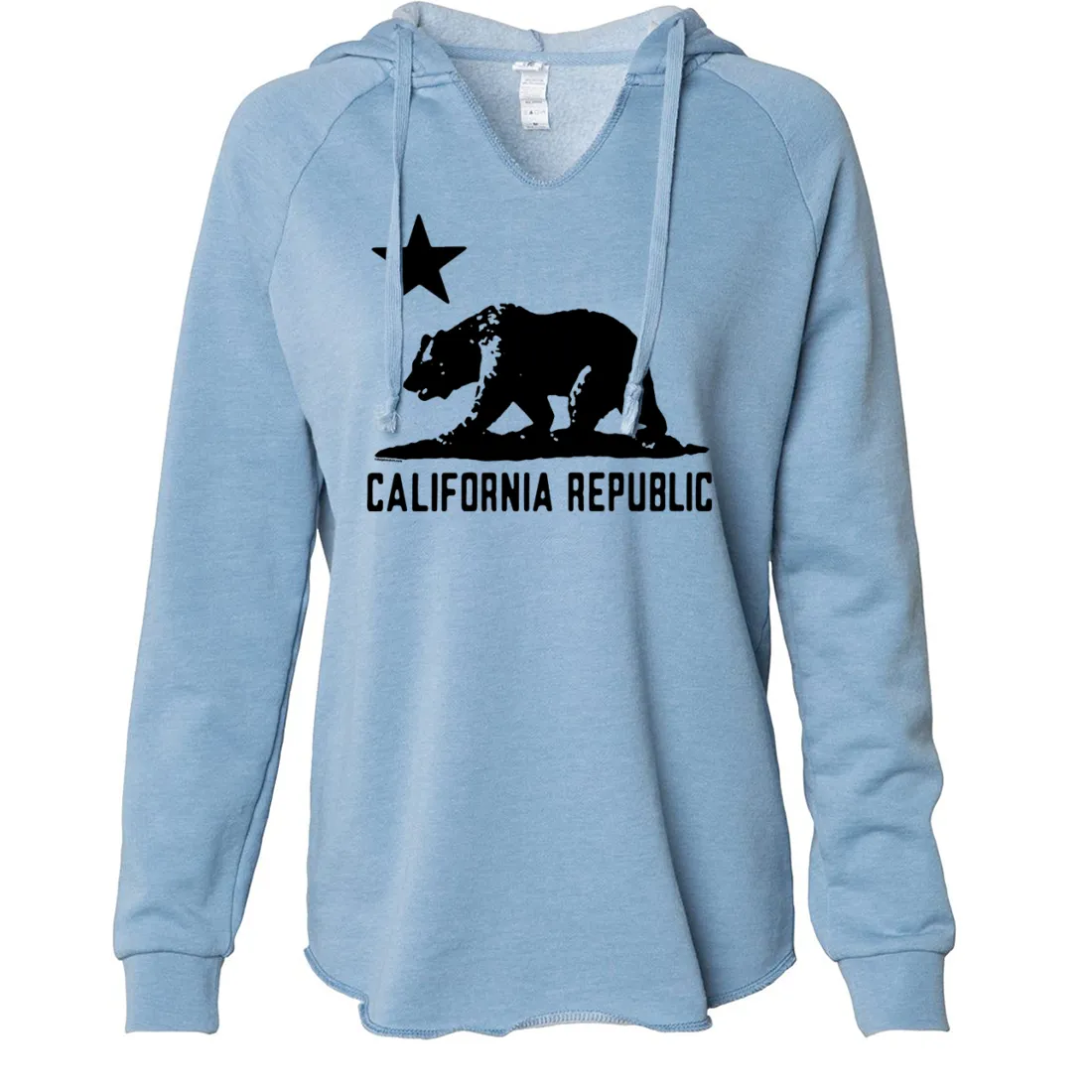 California Flag Oversize Black Silhouette Women's Soft Hooded Pullover