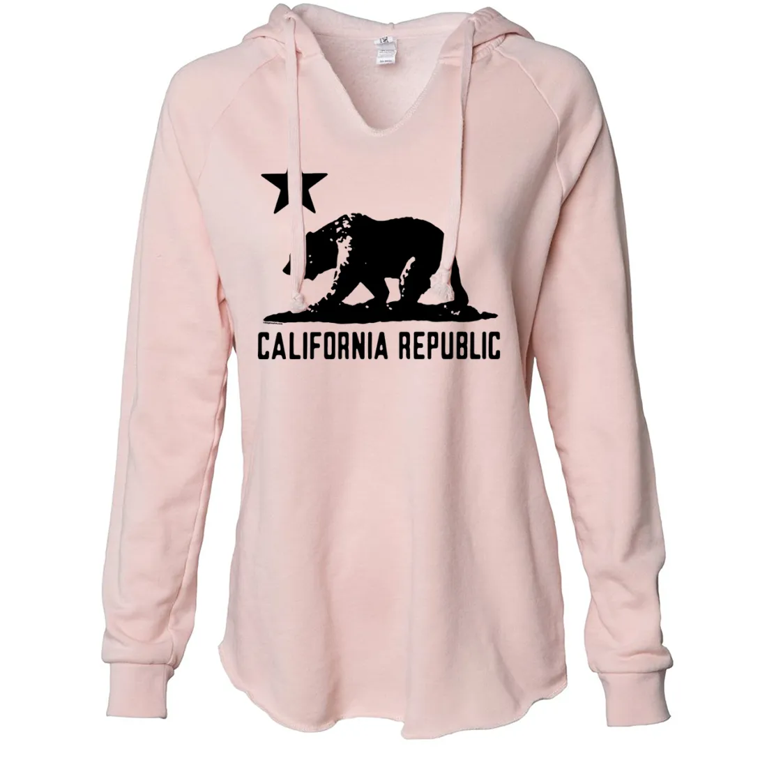 California Flag Oversize Black Silhouette Women's Soft Hooded Pullover