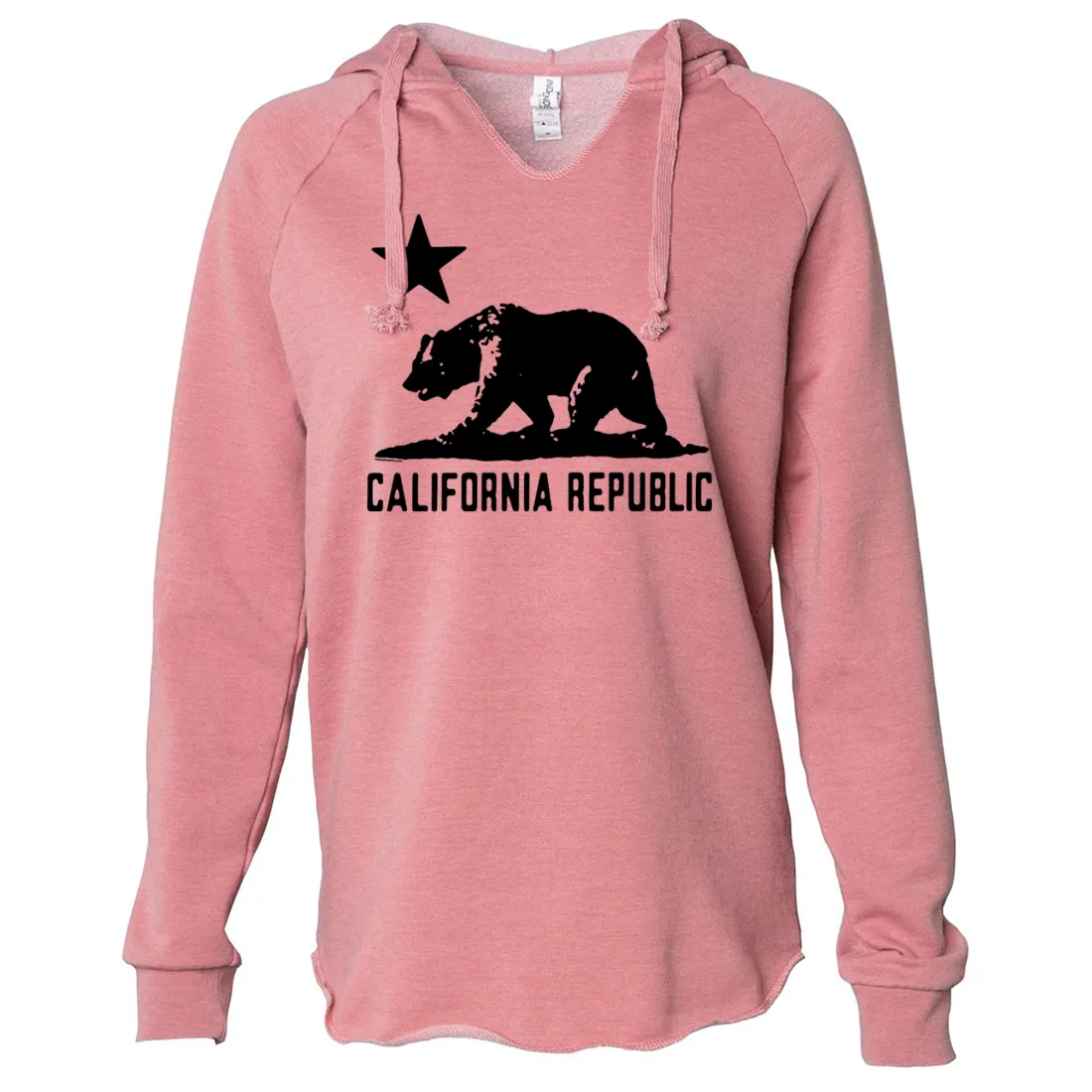 California Flag Oversize Black Silhouette Women's Soft Hooded Pullover